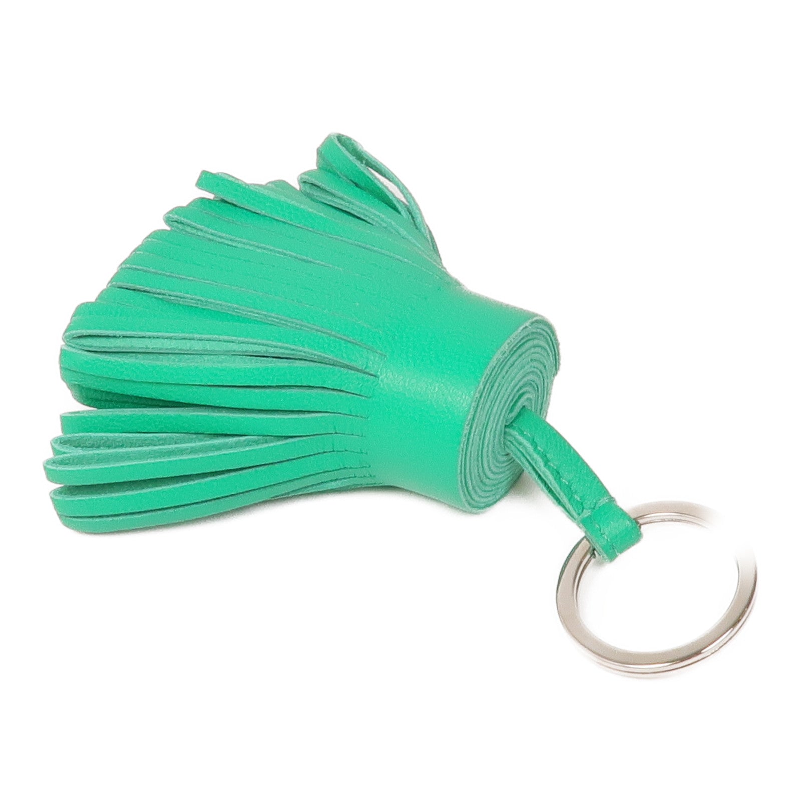 HERMES Milo皮革Carmen Key Ring銀扣鑰匙圈Bambou