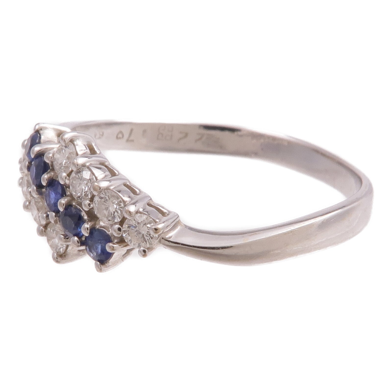 JEWELRY 18K白金Sapphire Diamond Ring藍寶石/鑽石戒指US#8.25