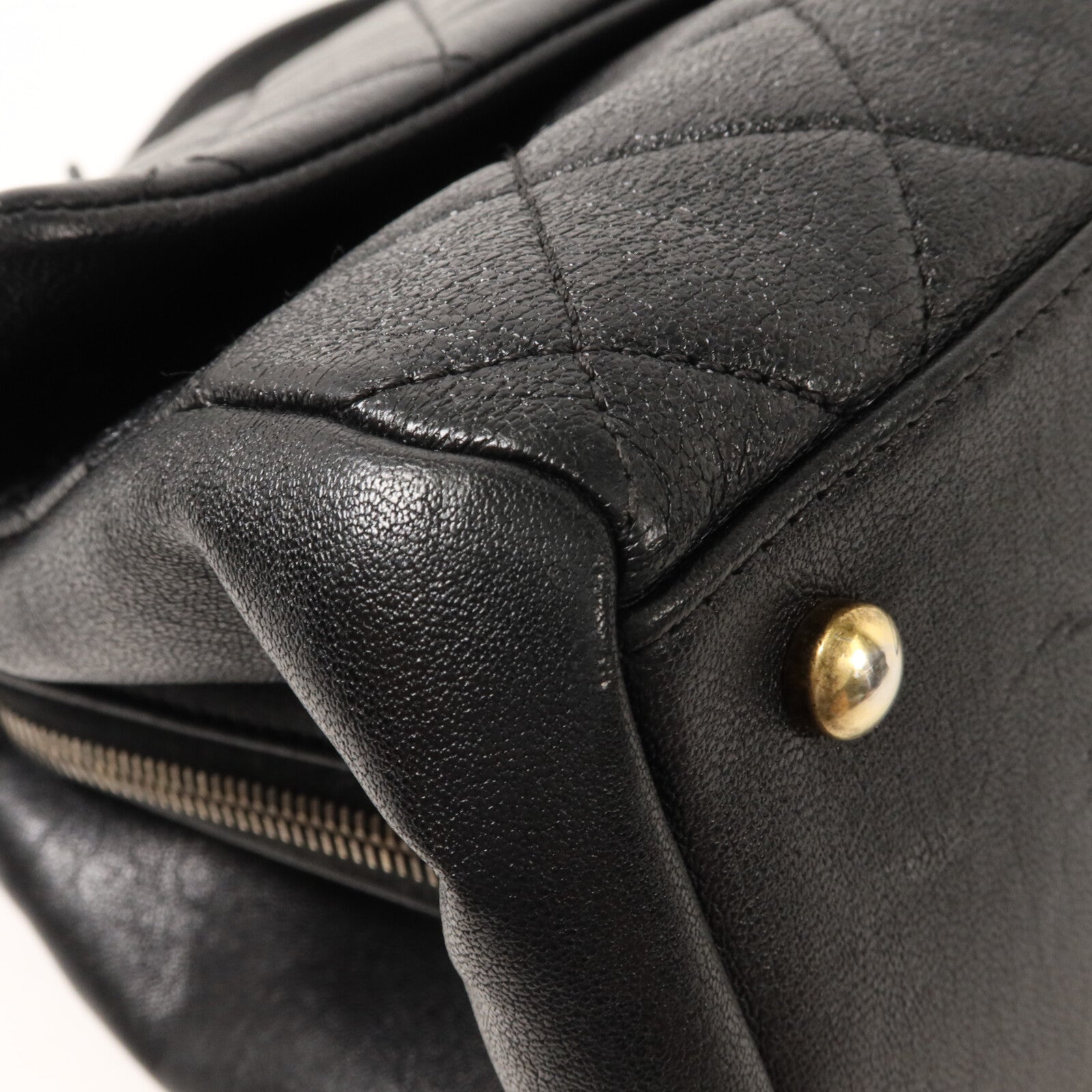 CHANEL 牛皮皮革Trapezio Flap Bag鏈帶手挽肩背兩用袋