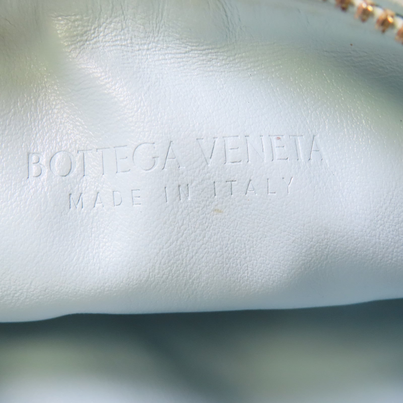 BOTTEGA VENETA 織紋皮革Mini Jodie Handbag金扣手挽袋淺藍色