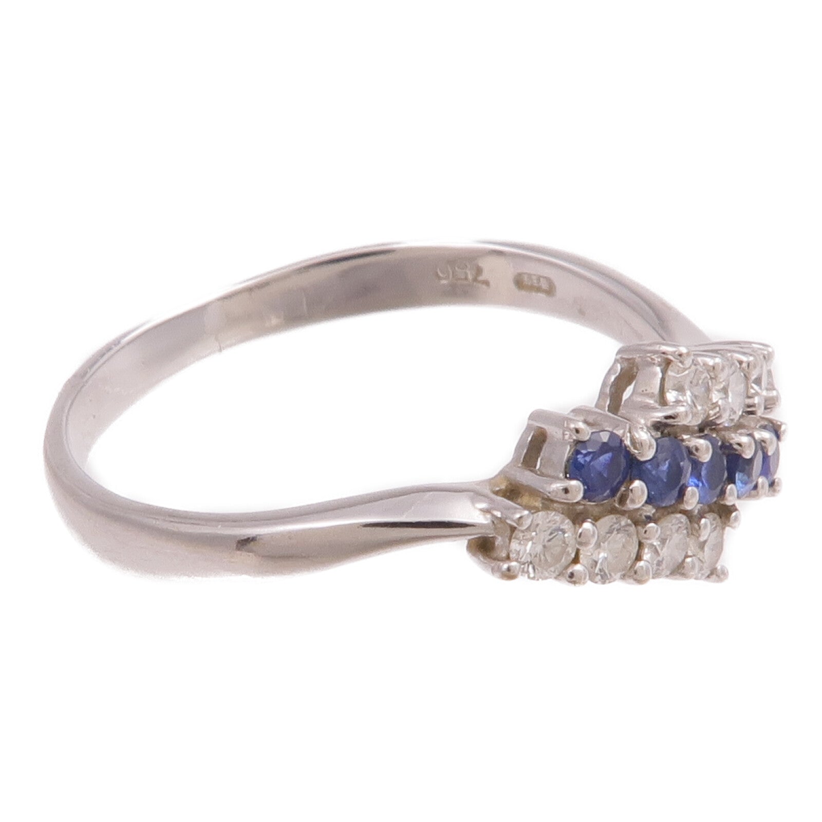 JEWELRY 18K白金Sapphire Diamond Ring藍寶石/鑽石戒指US#8.25