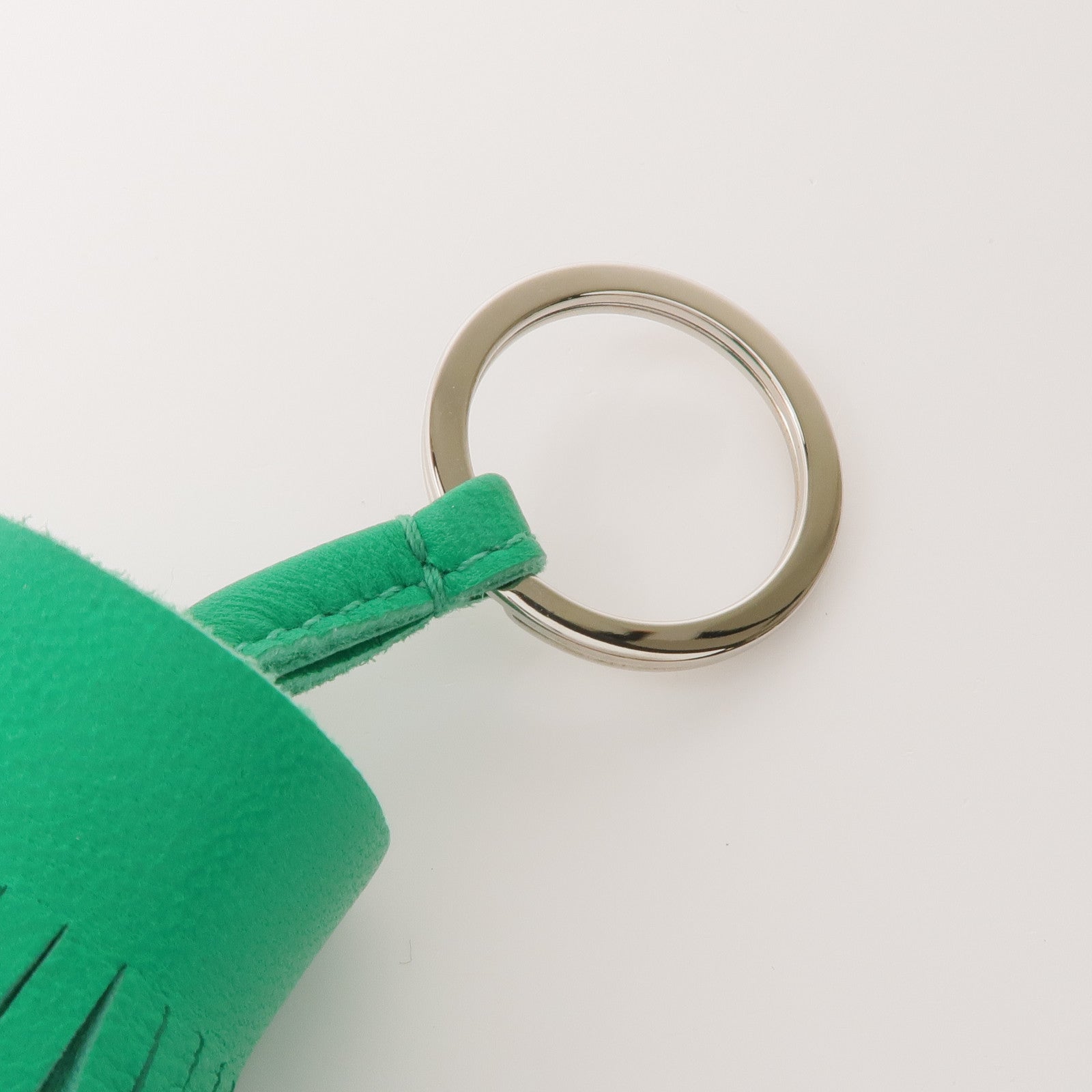 HERMES Milo皮革Carmen Key Ring銀扣鑰匙圈Bambou