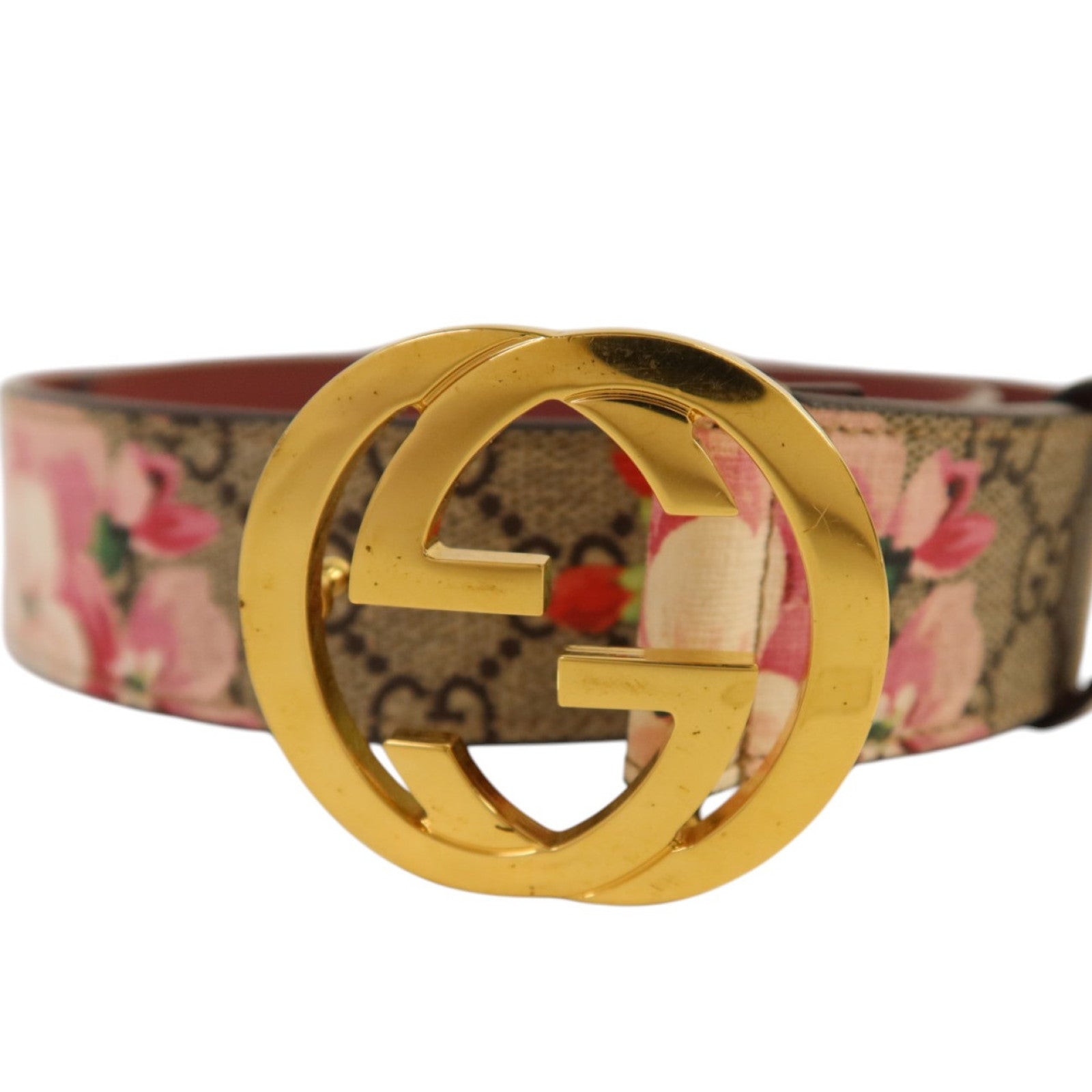 GUCCI 塗層帆布/皮革Belt 75cm金扣皮帶
