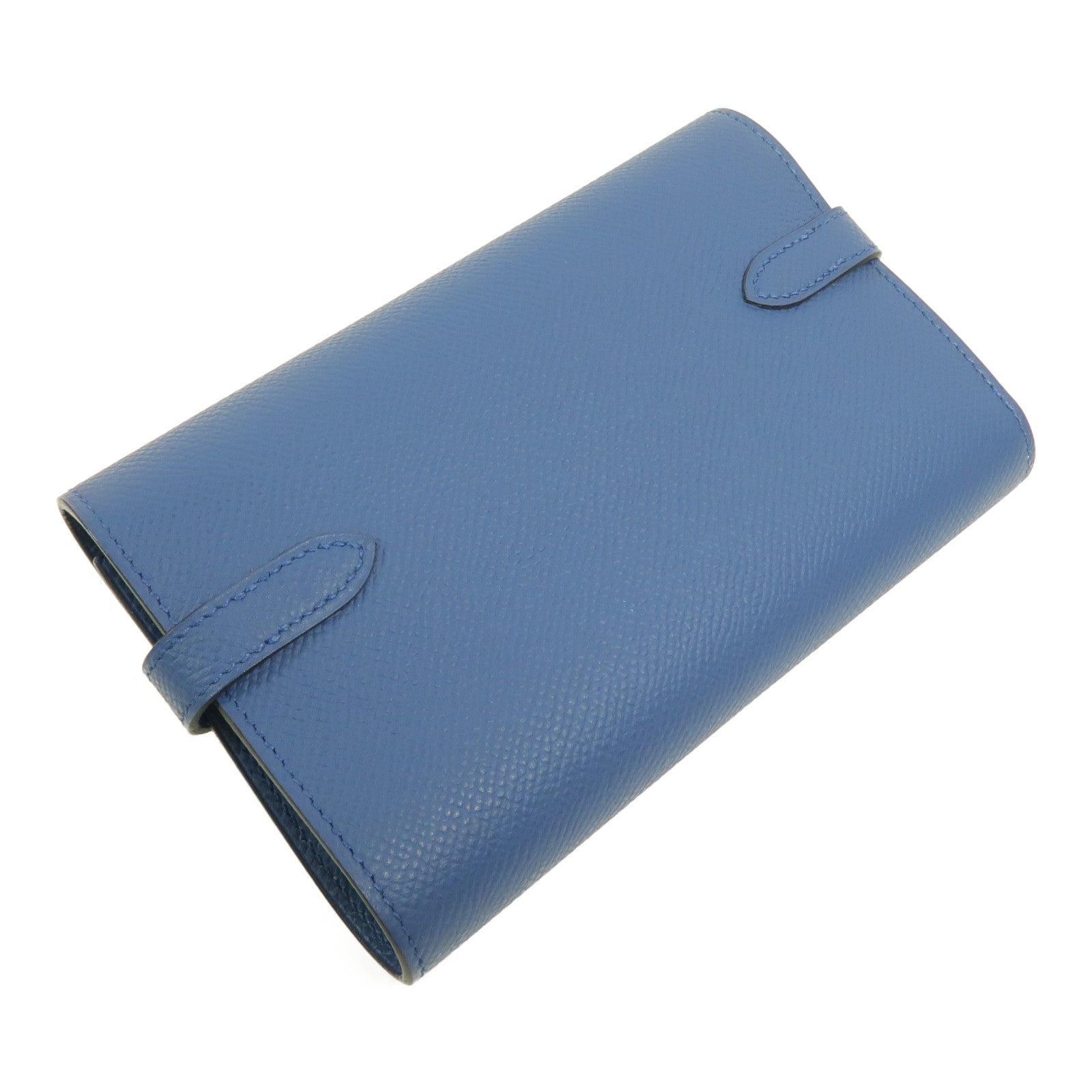 HERMES Epsom皮革Kelly Depliant Medium長錢包Bleu Agate