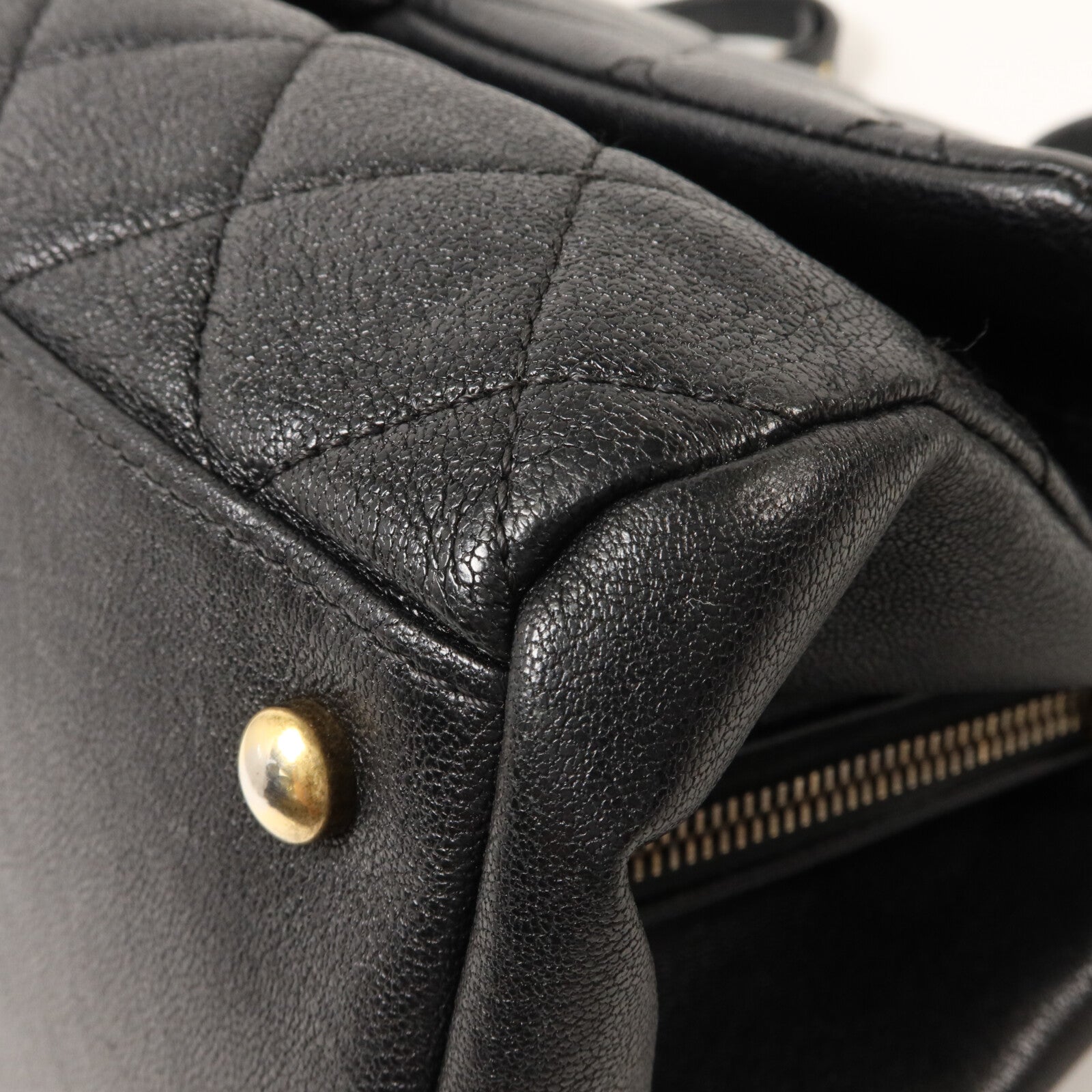 CHANEL 牛皮皮革Trapezio Flap Bag鏈帶手挽肩背兩用袋