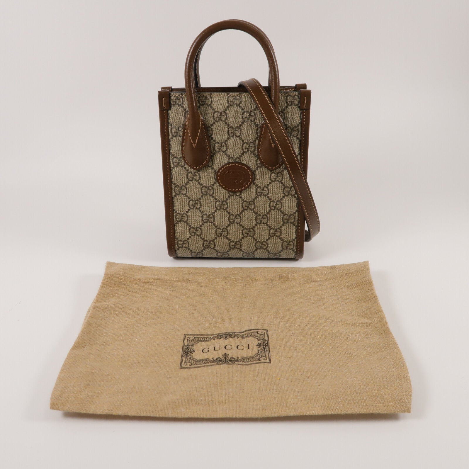 GUCCI 塗層帆布Interlocking G Mini Tote Bag手挽肩背兩用袋