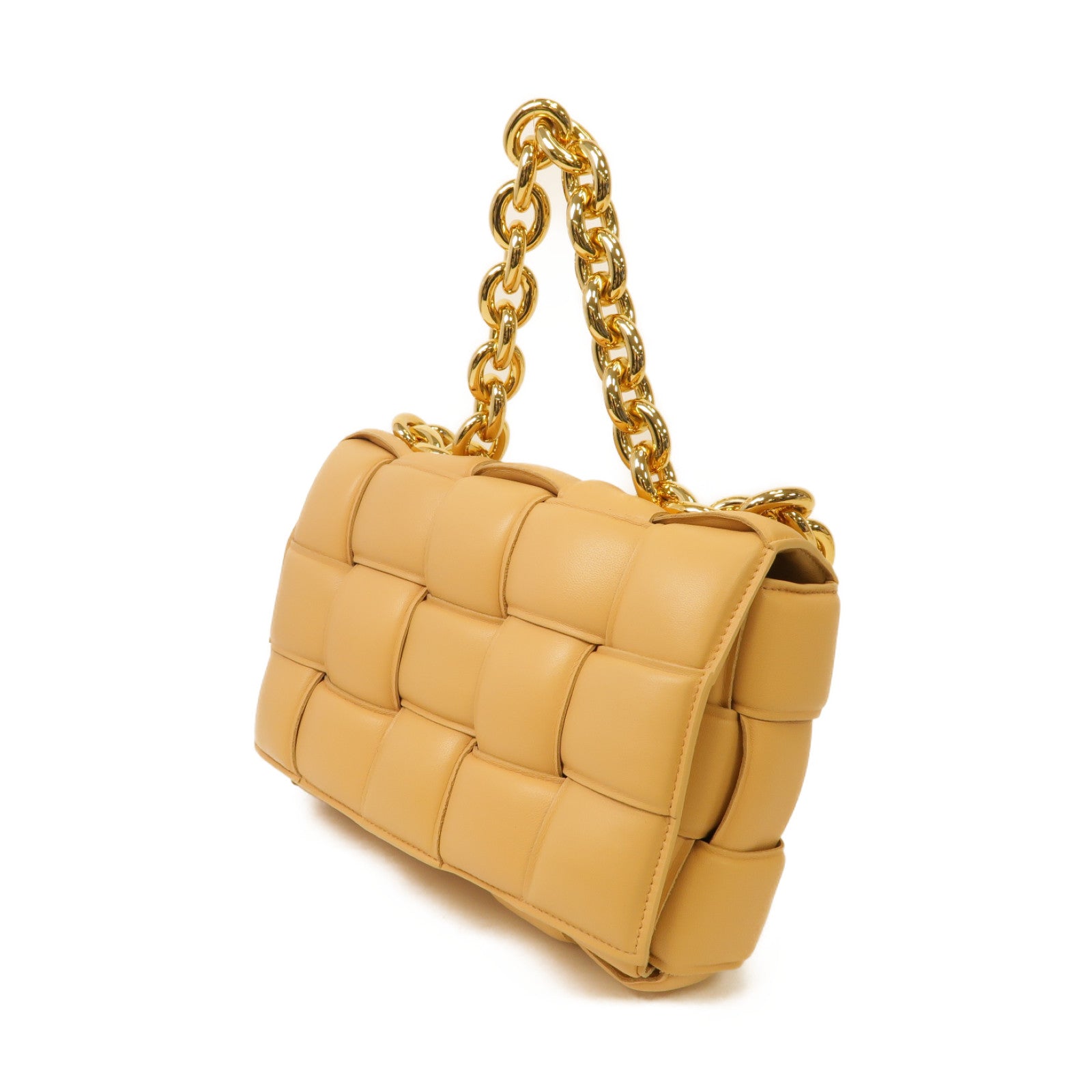 BOTTEGA VENETA 羊皮皮革Chain Cassette金扣手挽肩背兩用袋棕色