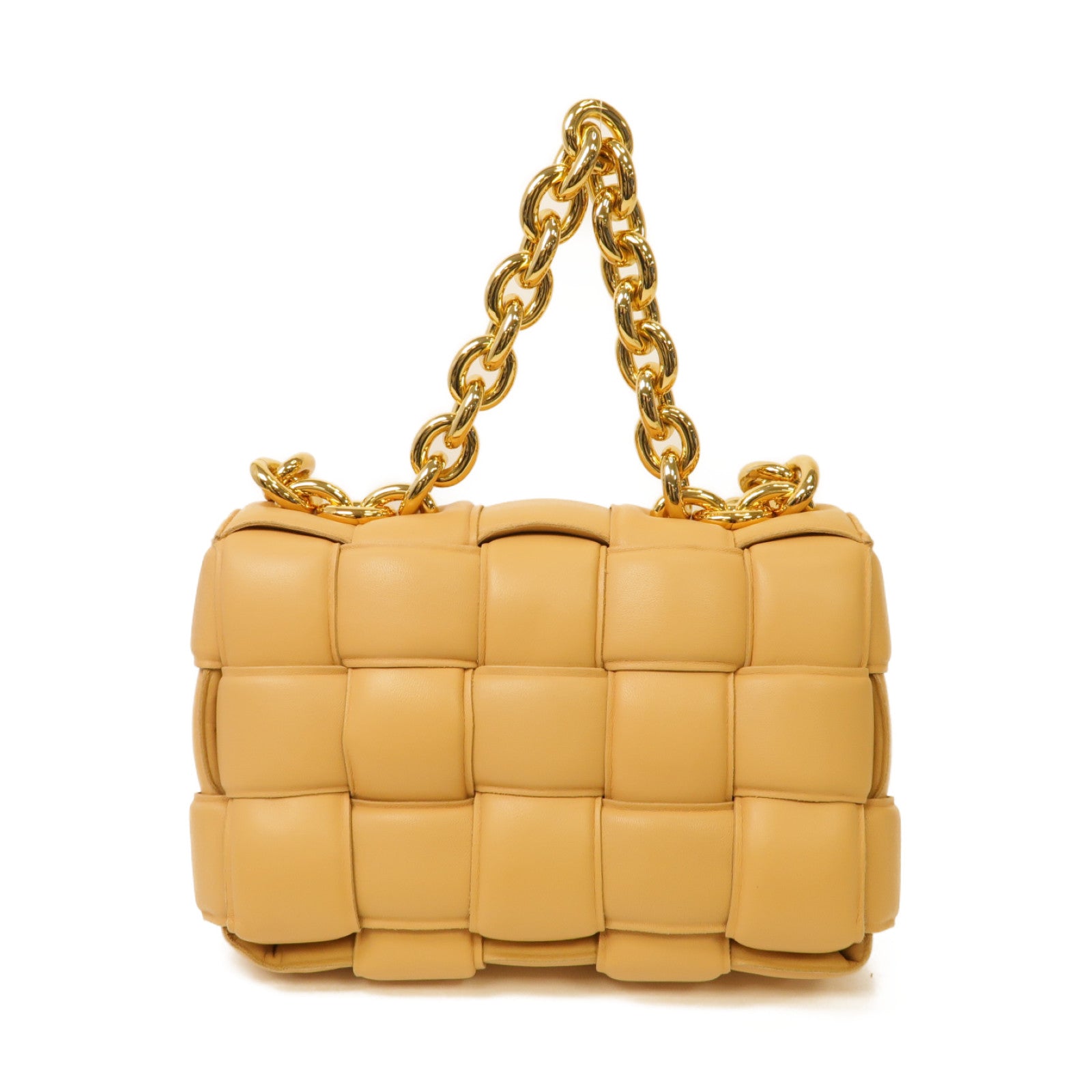 BOTTEGA VENETA 羊皮皮革Chain Cassette金扣手挽肩背兩用袋棕色