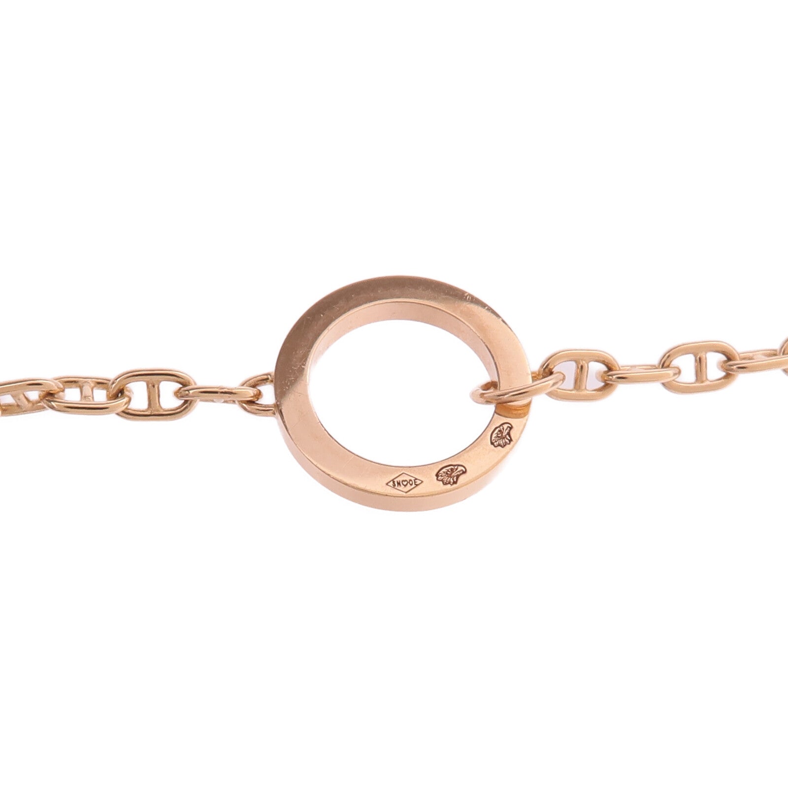 HERMES 18K玫瑰金Chaine d'ancre Contour Pendant Large鑽石項鍊