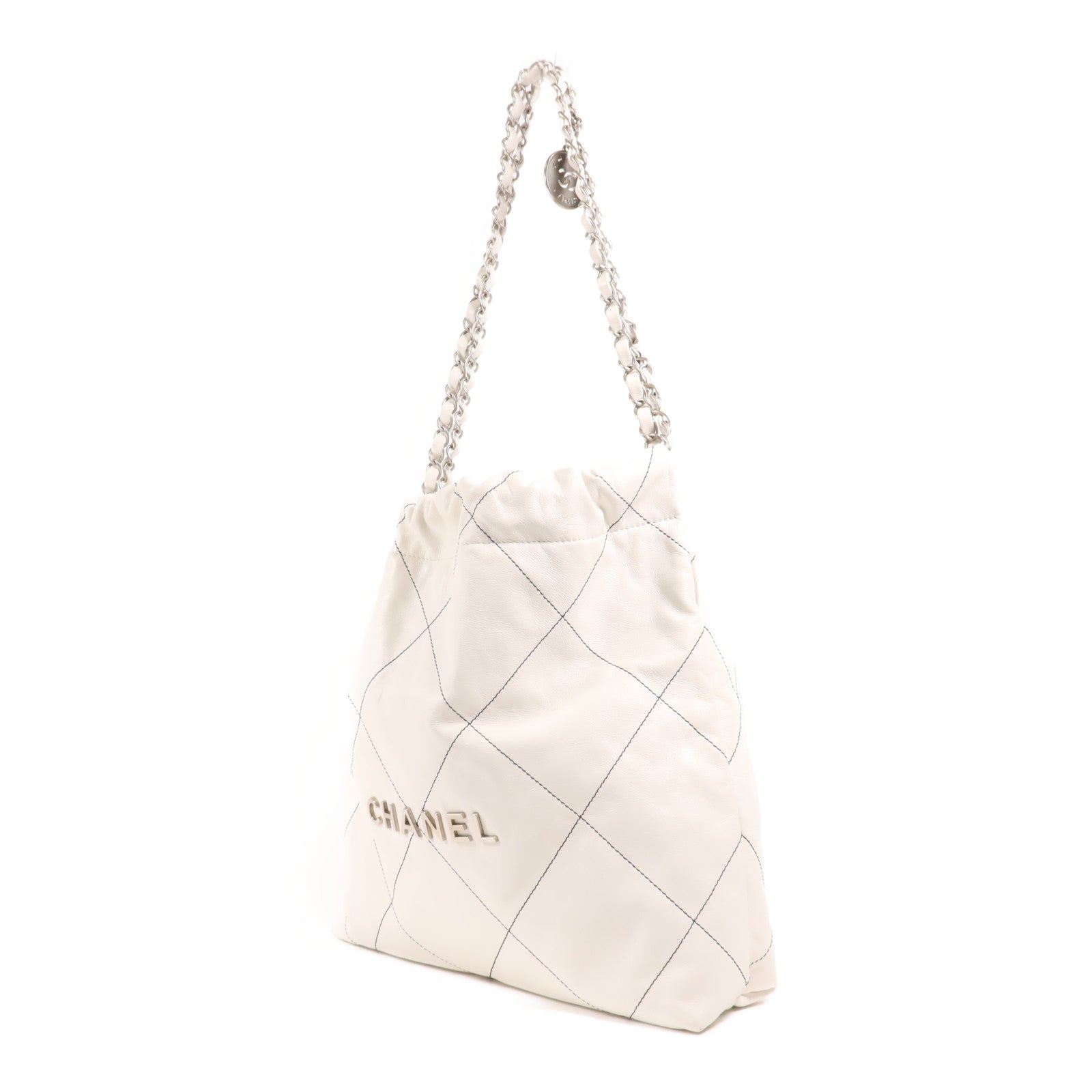CHANEL 【激減優惠】羊皮皮革Chanel 22 Small銀扣鏈帶肩背袋