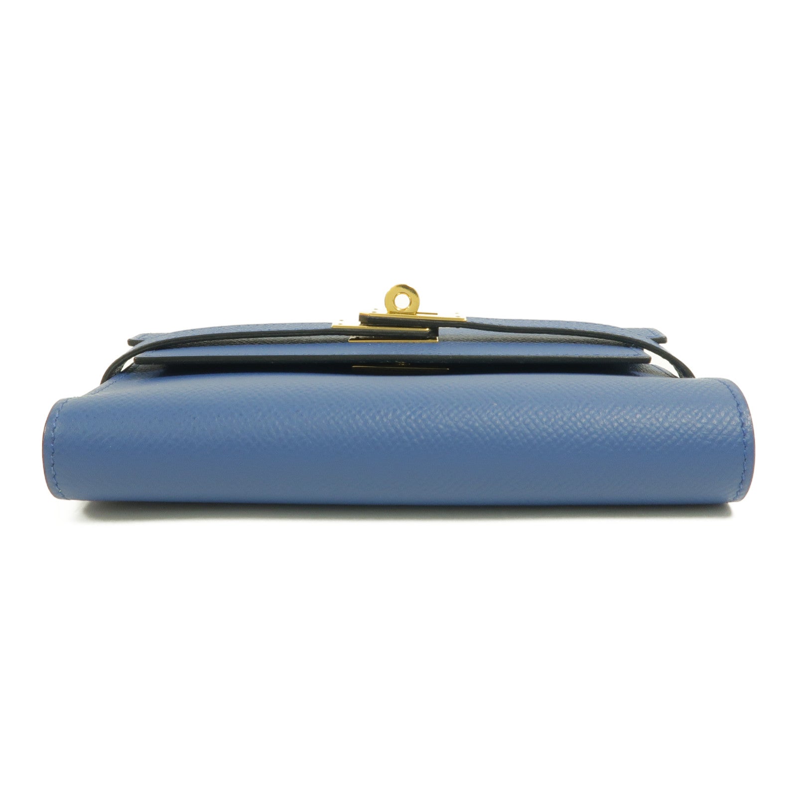 HERMES Epsom皮革Kelly Depliant Medium長錢包Bleu Agate