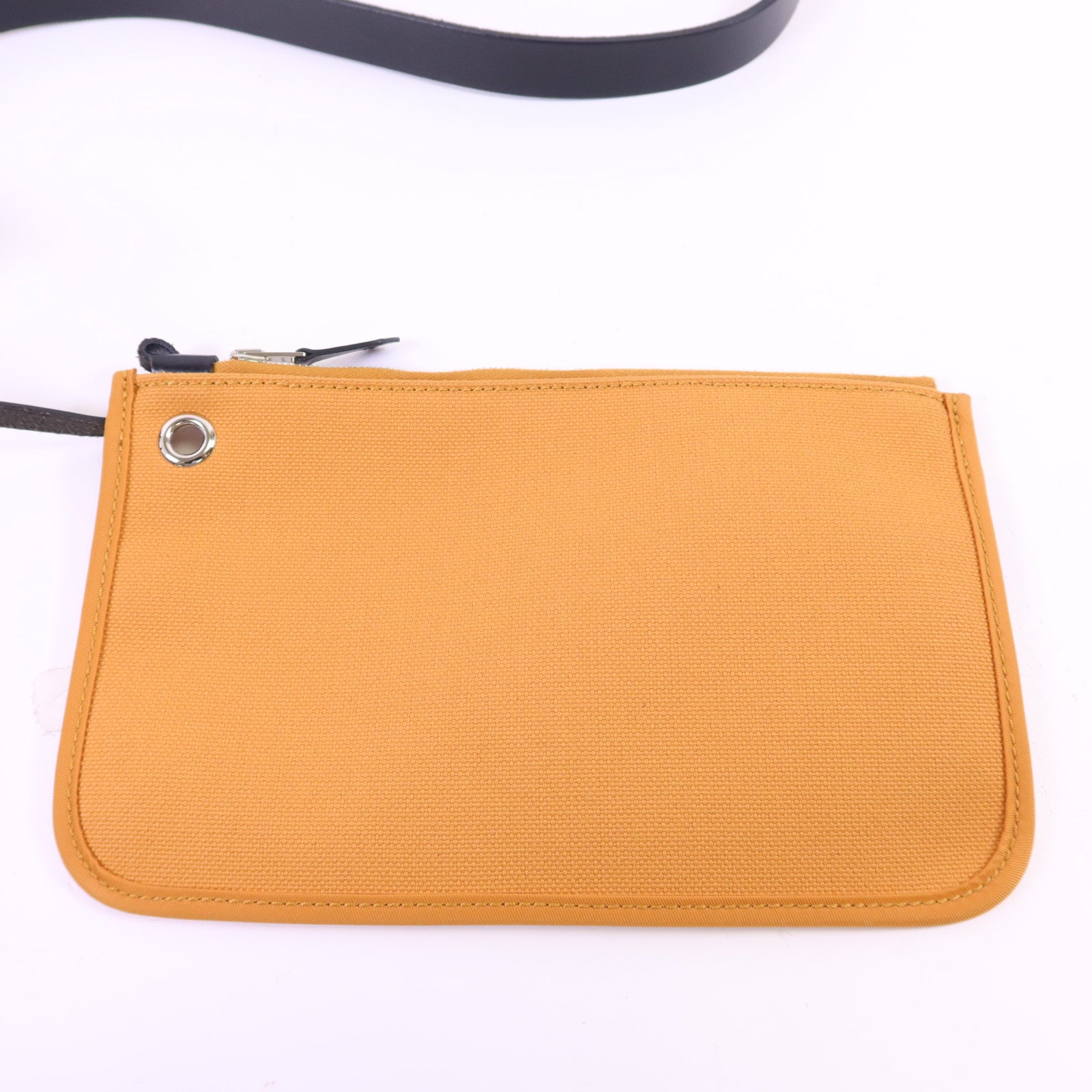 HERMES 帆布Herbag PM銀扣手挽肩背兩用袋Moutarde