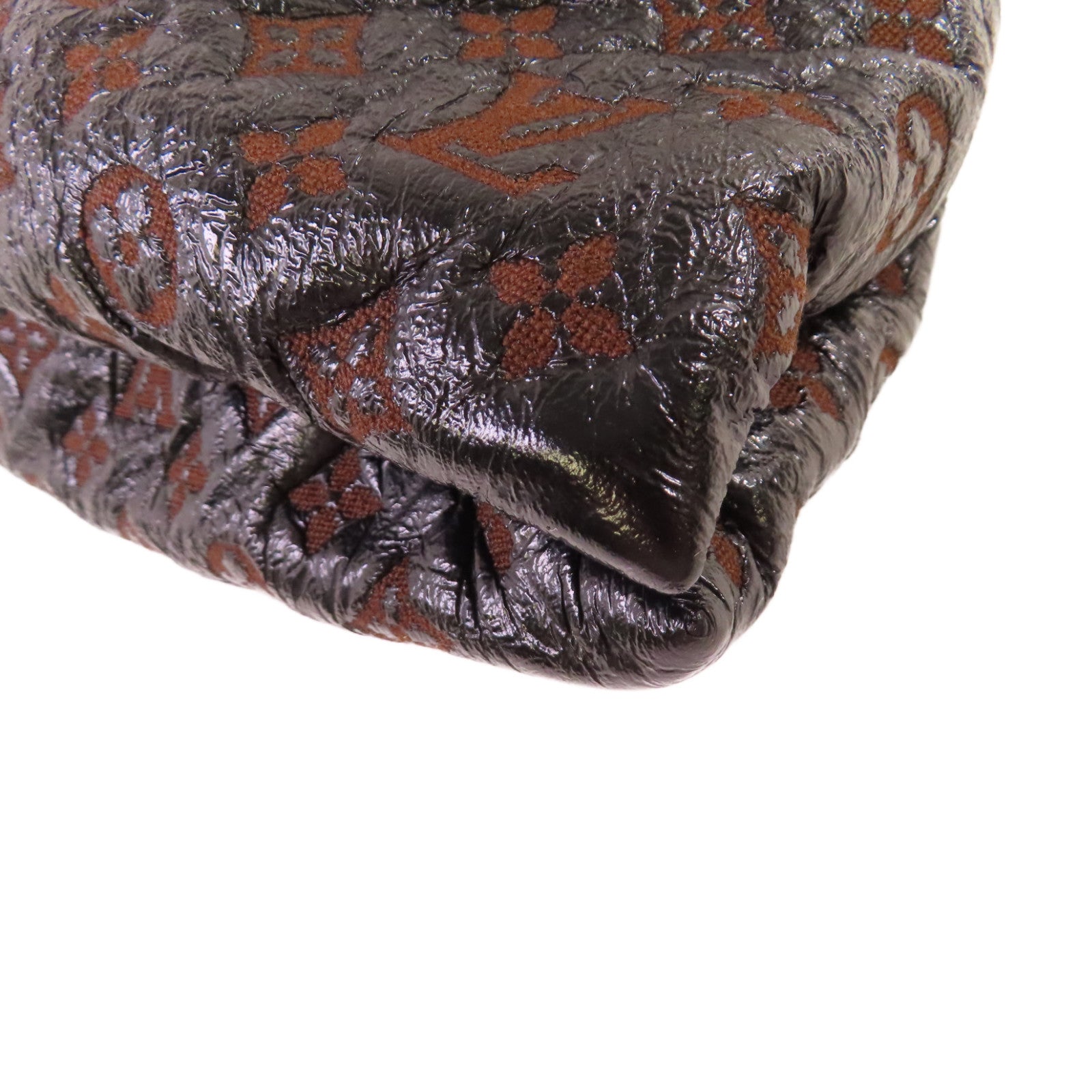 LOUIS VUITTON Monogram Envinil Squishy Inventeur Shoulder Bag Clutch金扣肩背袋啡色/黑色