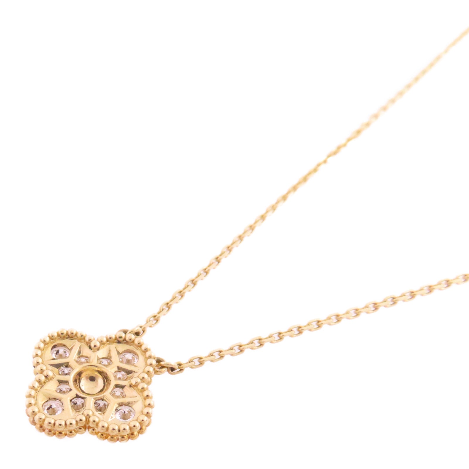 Van Cleef & Arpels 18K黃金/鑽石Vintage Alhambra Diamond Pendant Necklace項鏈