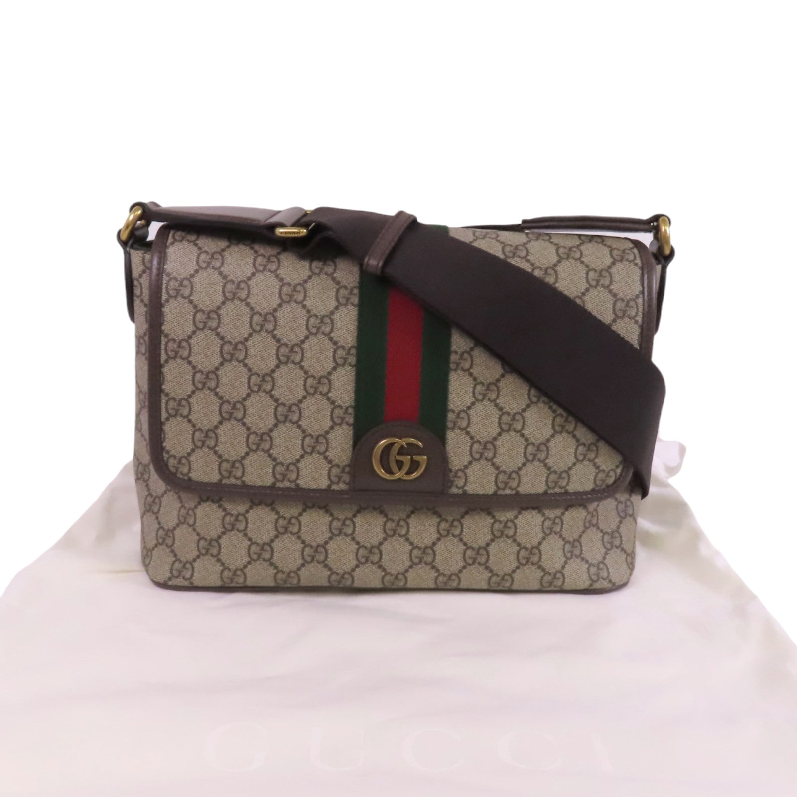 GUCCI 【激減優惠】塗層帆布Ophidia Medium Messenger金扣肩背袋