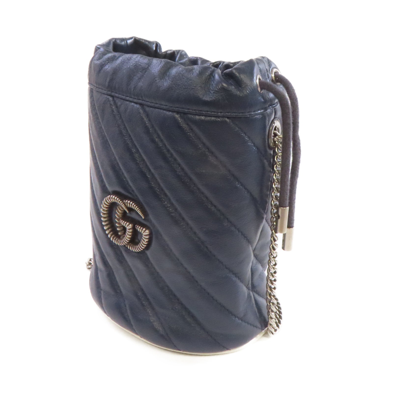 GUCCI 【激減優惠】牛皮皮革GG Marmont Chain Shoulder Bag鏈帶肩背袋藍色
