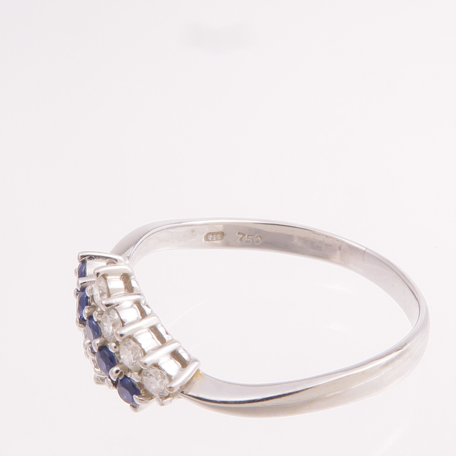 JEWELRY 18K白金Sapphire Diamond Ring藍寶石/鑽石戒指US#8.25