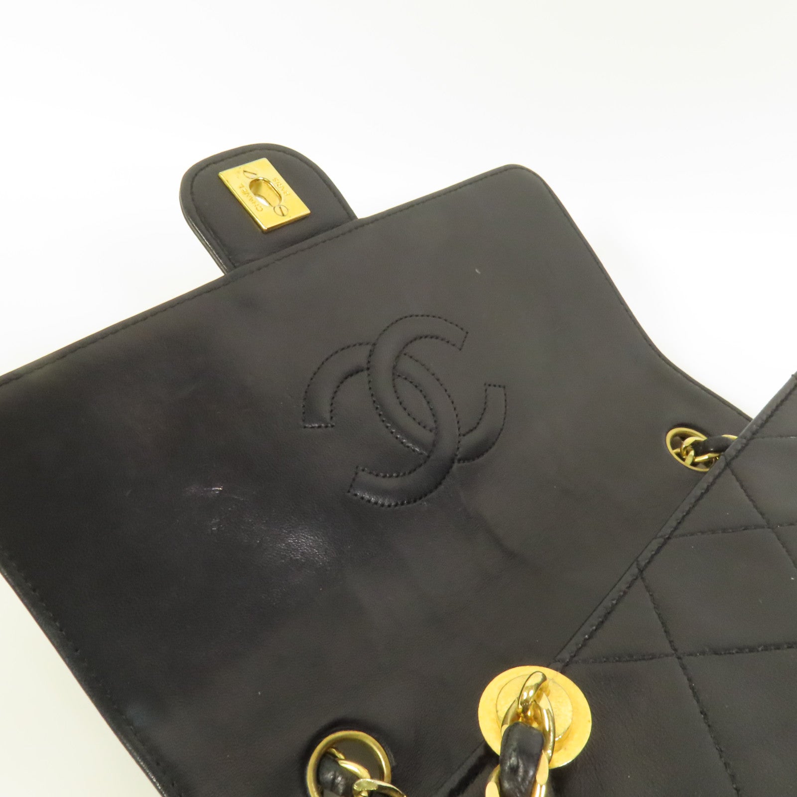 CHANEL 羊皮皮革Vintage Matelasse Shoulder Bag金扣鏈帶肩背袋