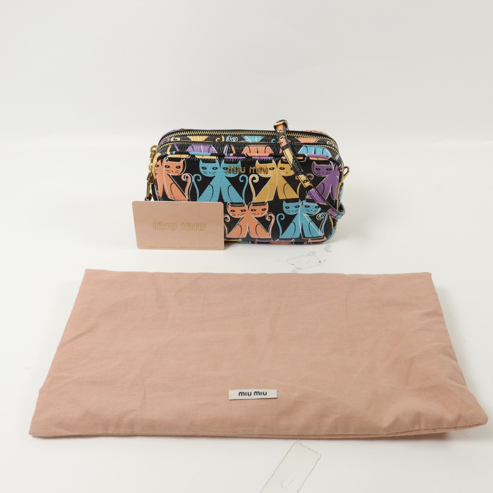 Miu Miu 羊皮皮革Madras Cat Shoulder Bag肩背袋
