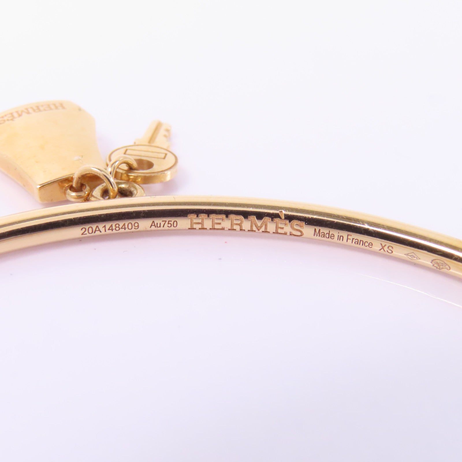 HERMES 18K玫瑰金Kelly Clochette Bracelet XS手鐲金色