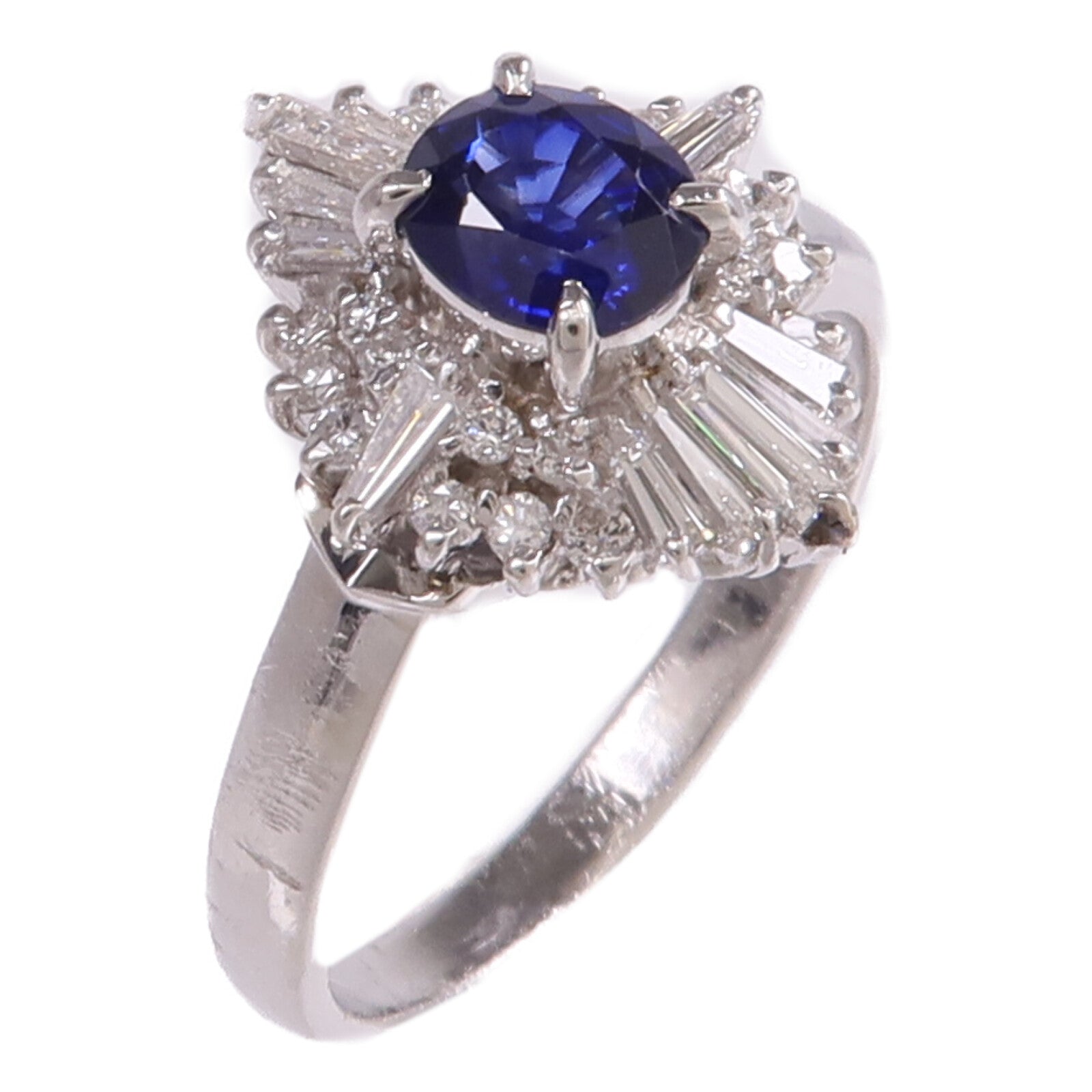 JEWELRY 【激減優惠】PT900鉑金Sapphire Diamond Ring藍寶石/鑽石戒指US#7.75