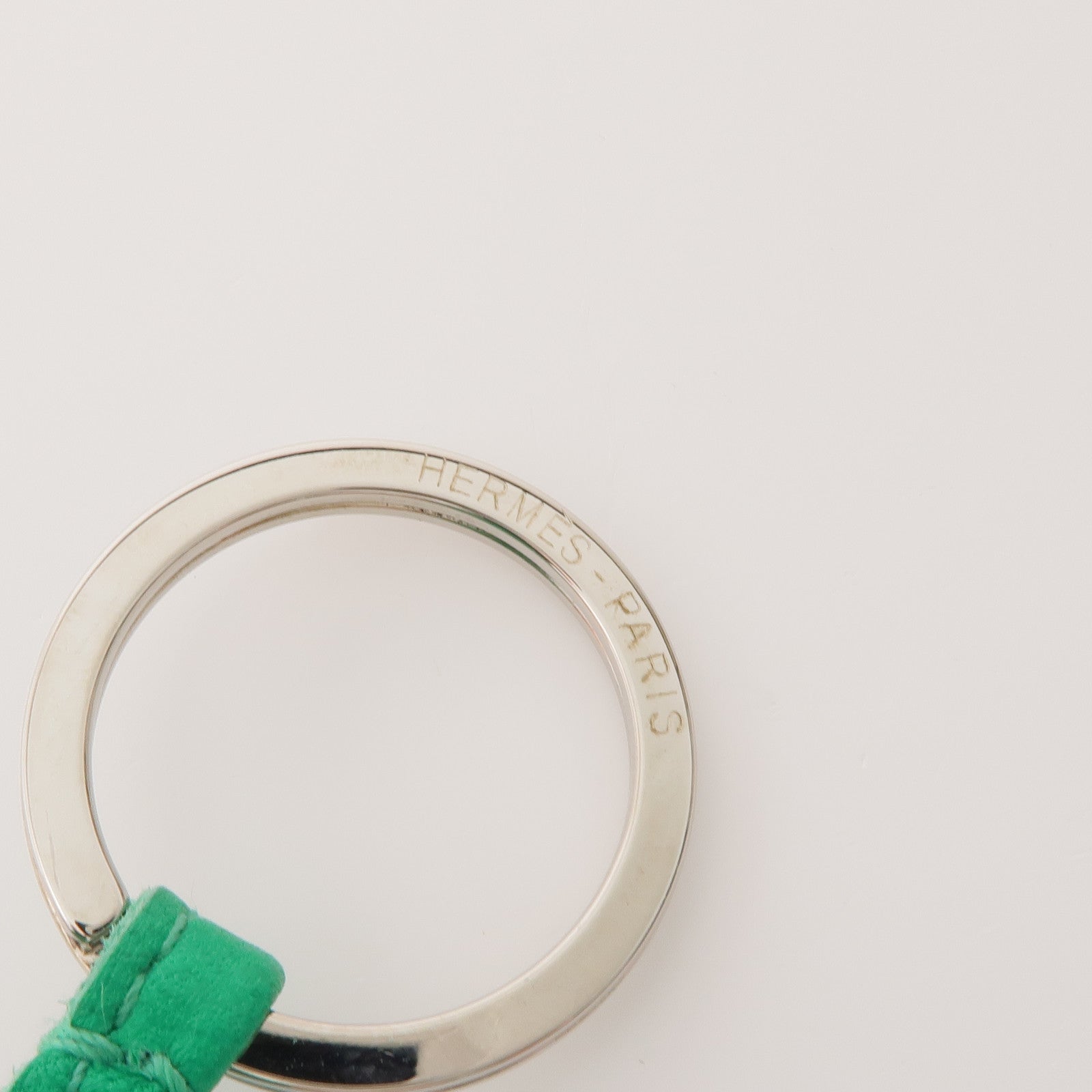 HERMES Milo皮革Carmen Key Ring銀扣鑰匙圈Bambou