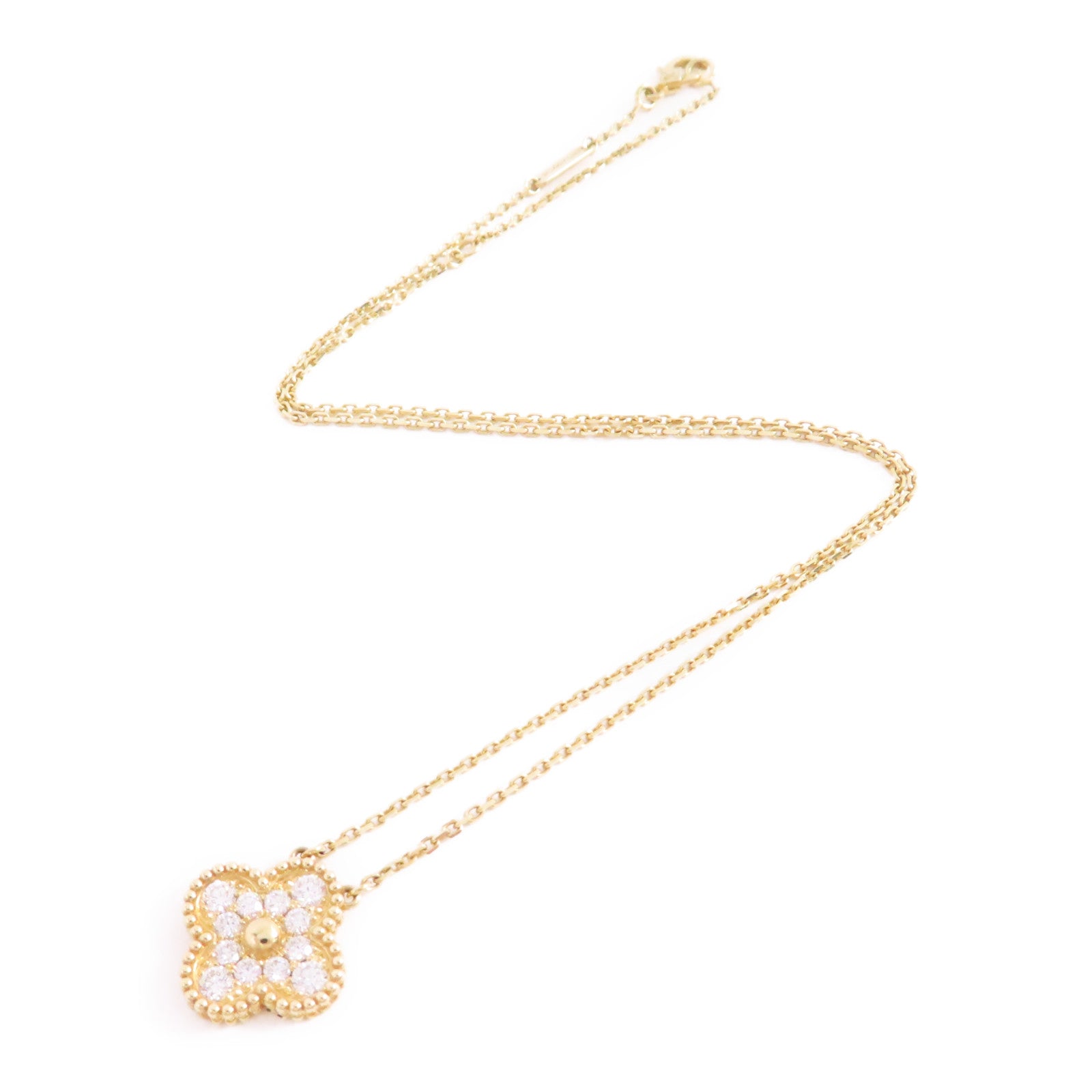 Van Cleef & Arpels 18K黃金/鑽石Vintage Alhambra Diamond Pendant Necklace項鏈