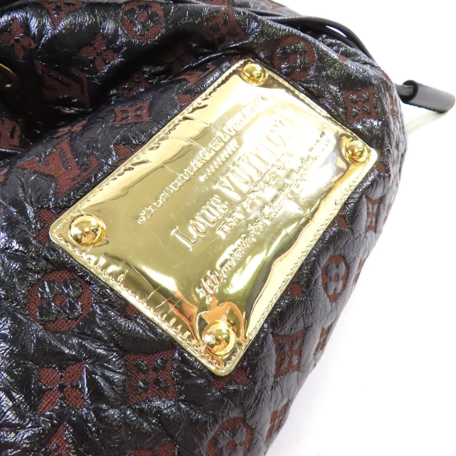 LOUIS VUITTON Monogram Envinil Squishy Inventeur Shoulder Bag Clutch金扣肩背袋啡色/黑色
