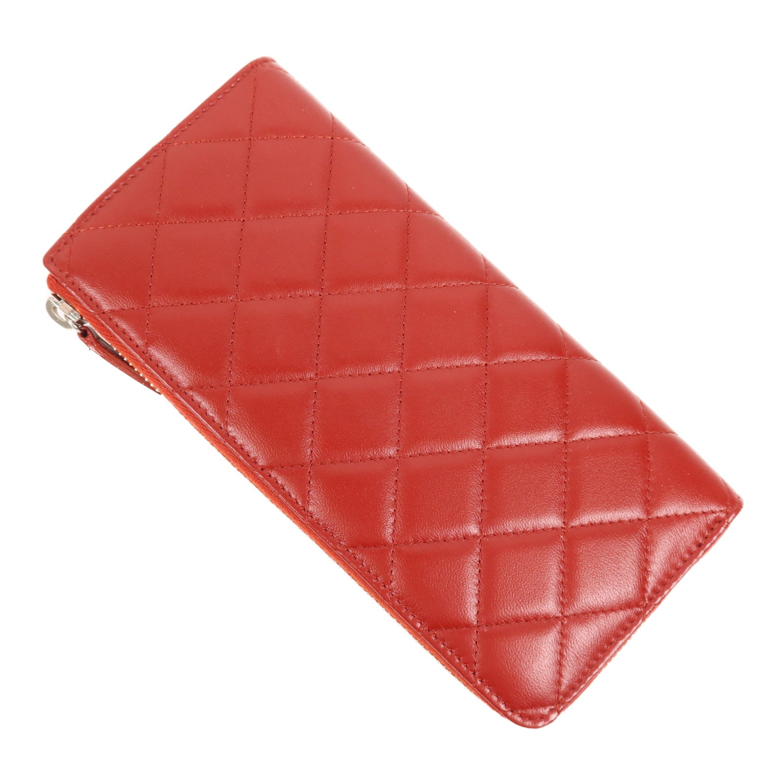CHANEL 羊皮皮革Long Wallet銀扣長錢包