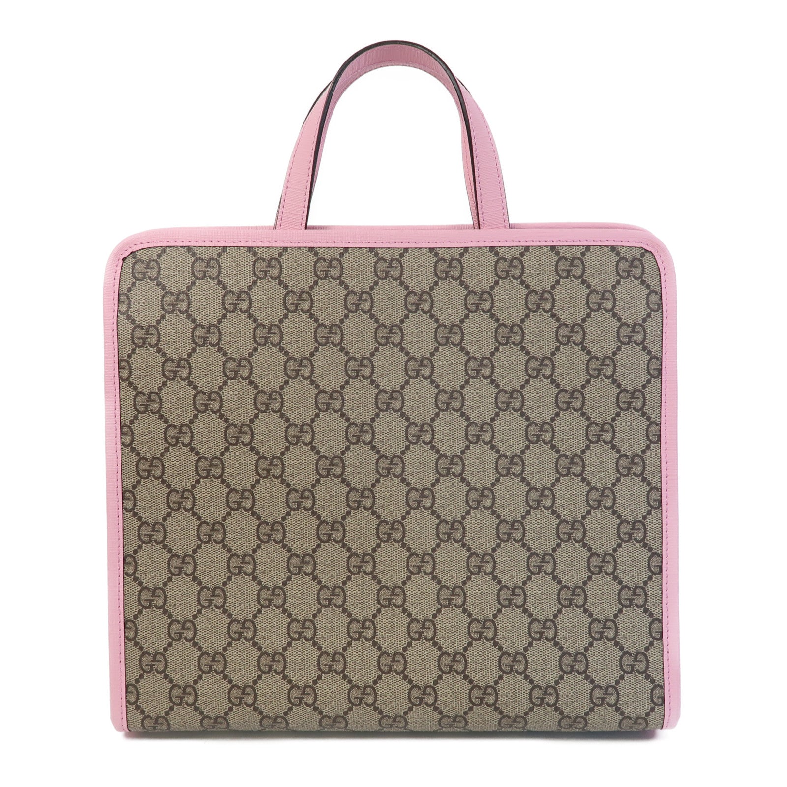 GUCCI 塗層帆布2 Way Shoulder Bag銀扣手挽肩背兩用袋啡色/粉紅色