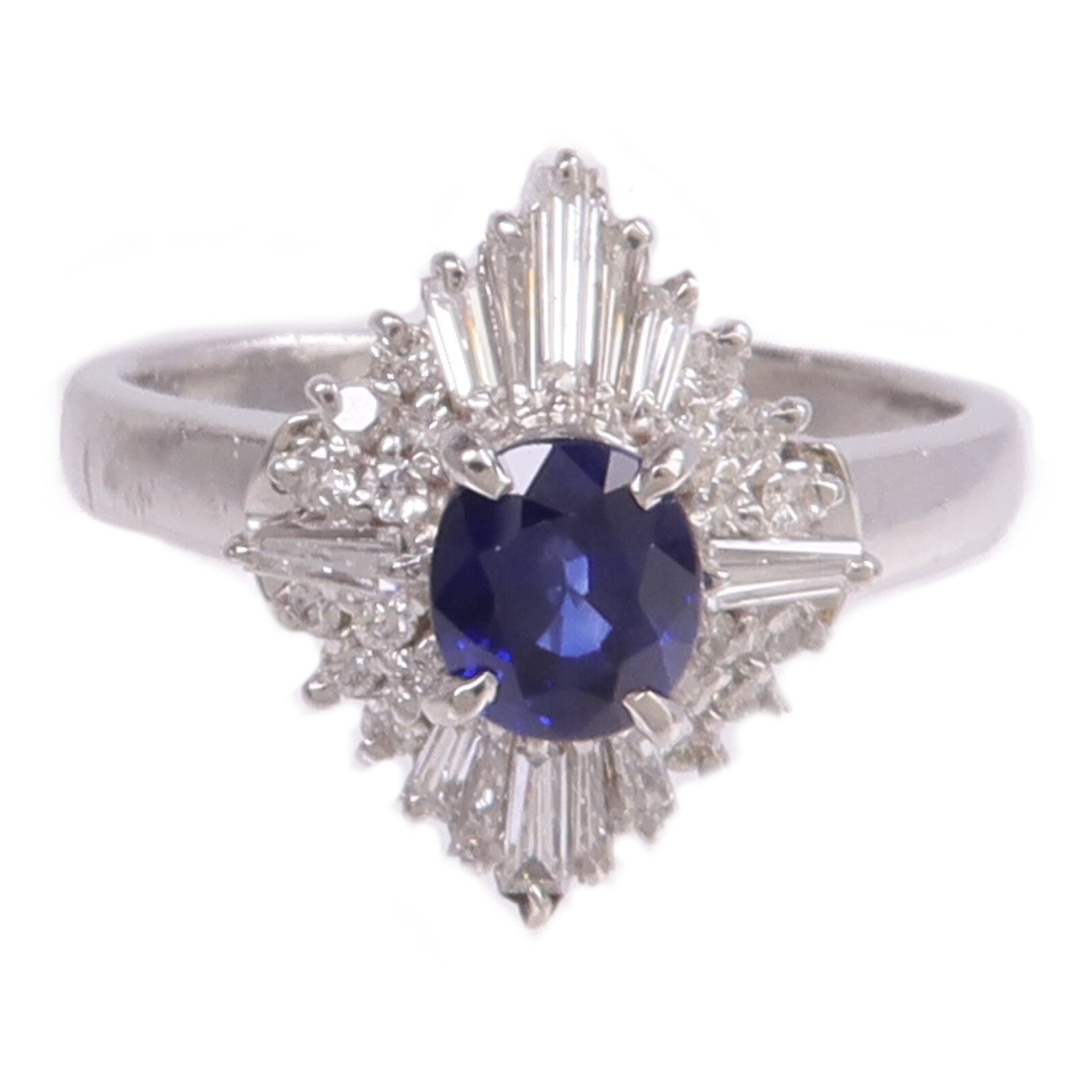 JEWELRY 【激減優惠】PT900鉑金Sapphire Diamond Ring藍寶石/鑽石戒指US#7.75