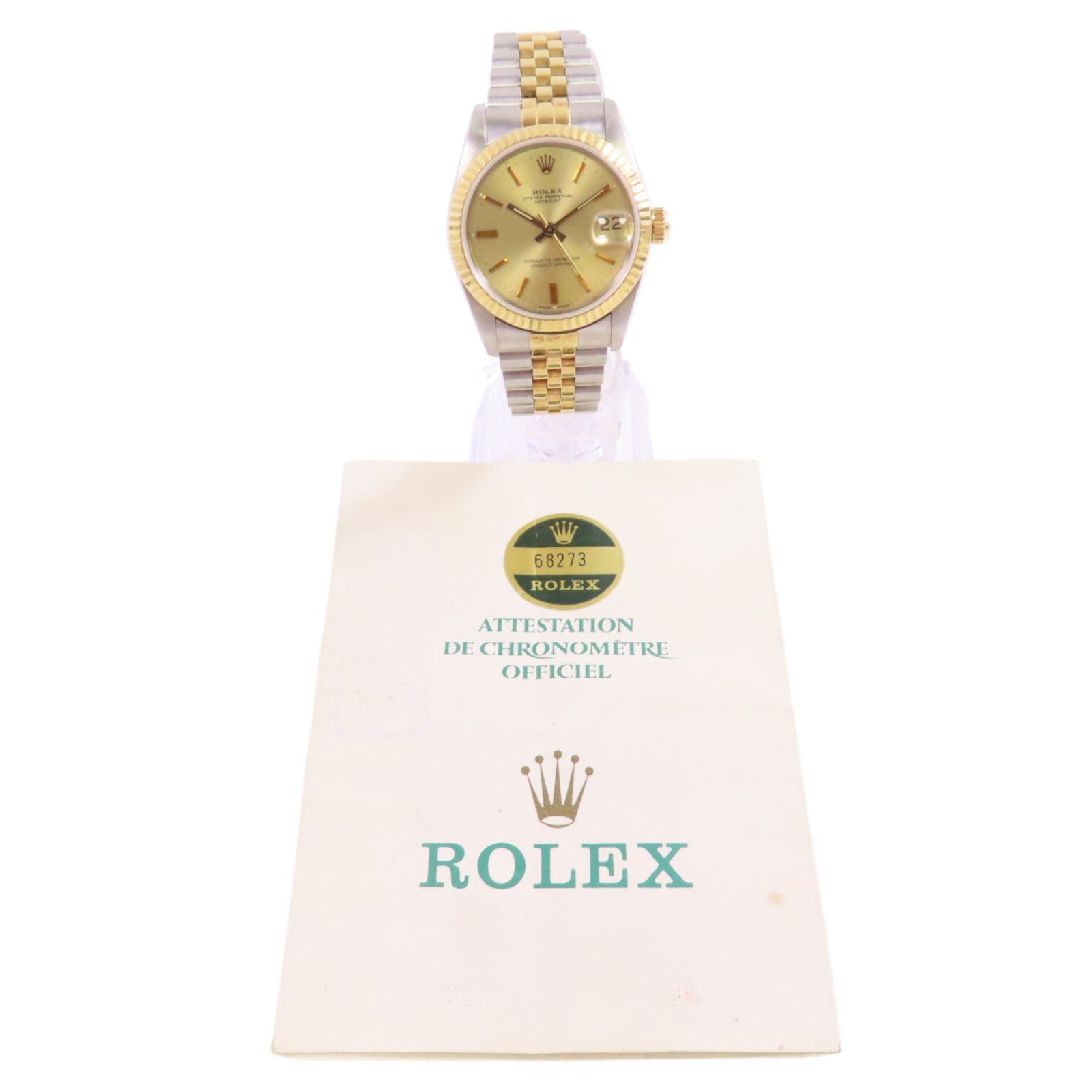 ROLEX Datejust 31mm 68273 Automatic Watch 18K Yellow Gold Stainless Steel