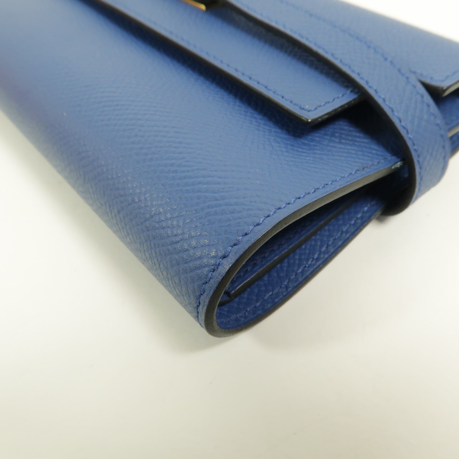 HERMES Epsom皮革Kelly Depliant Medium長錢包Bleu Agate
