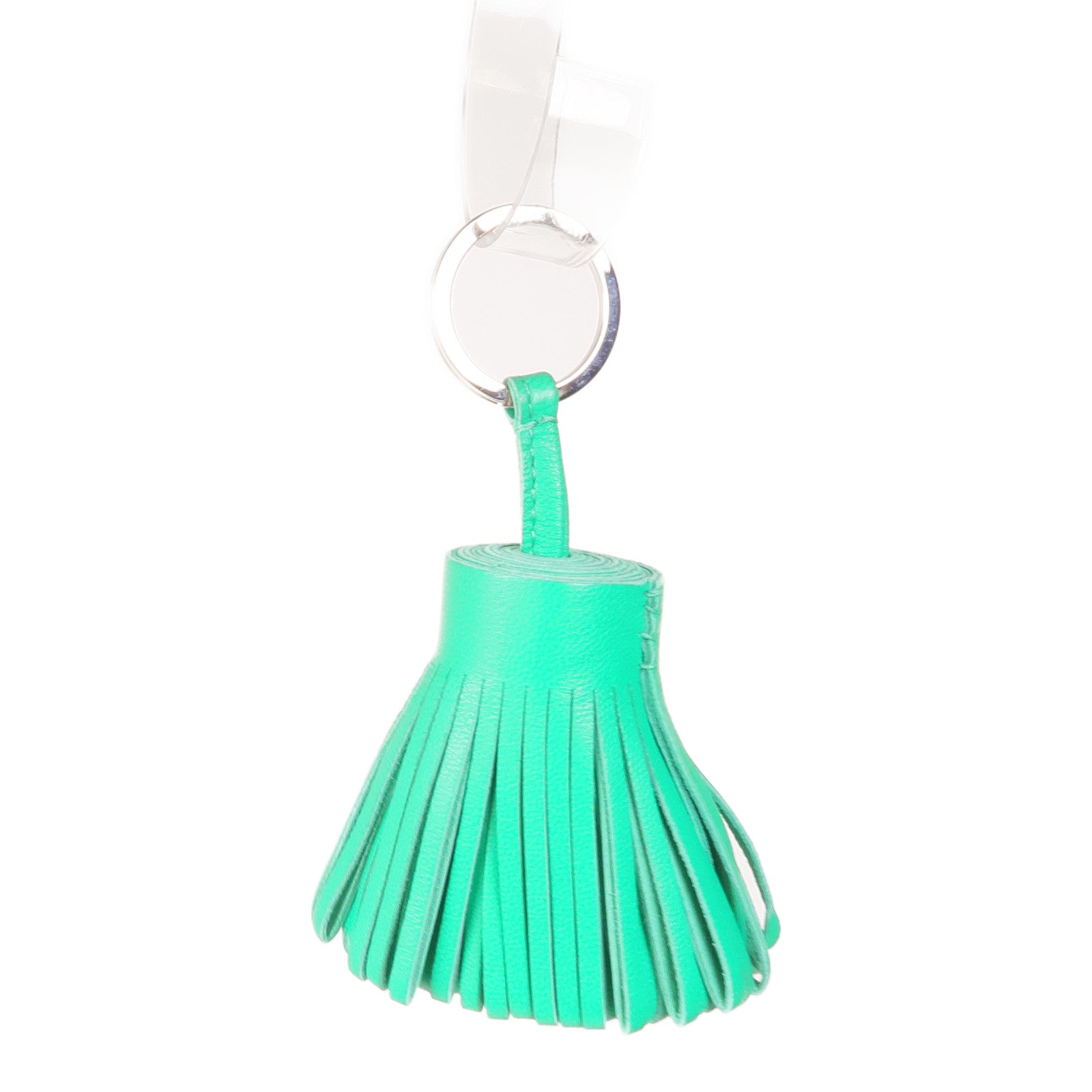 HERMES Milo皮革Carmen Key Ring銀扣鑰匙圈Bambou