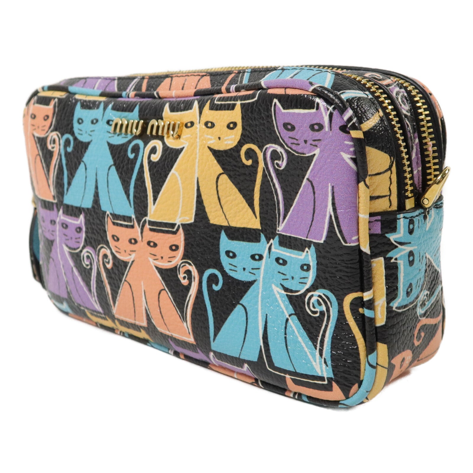 Miu Miu 羊皮皮革Madras Cat Shoulder Bag肩背袋