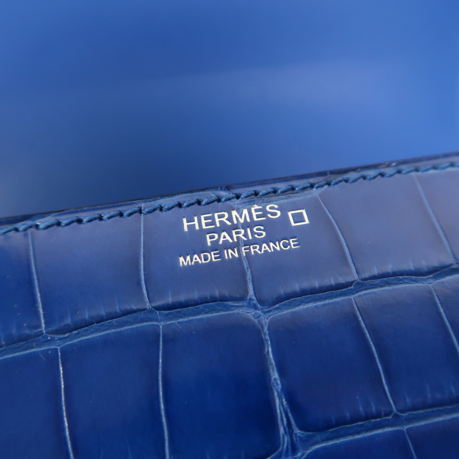 HERMES 鱷魚皮革Mini Mosaique銀扣肩背袋