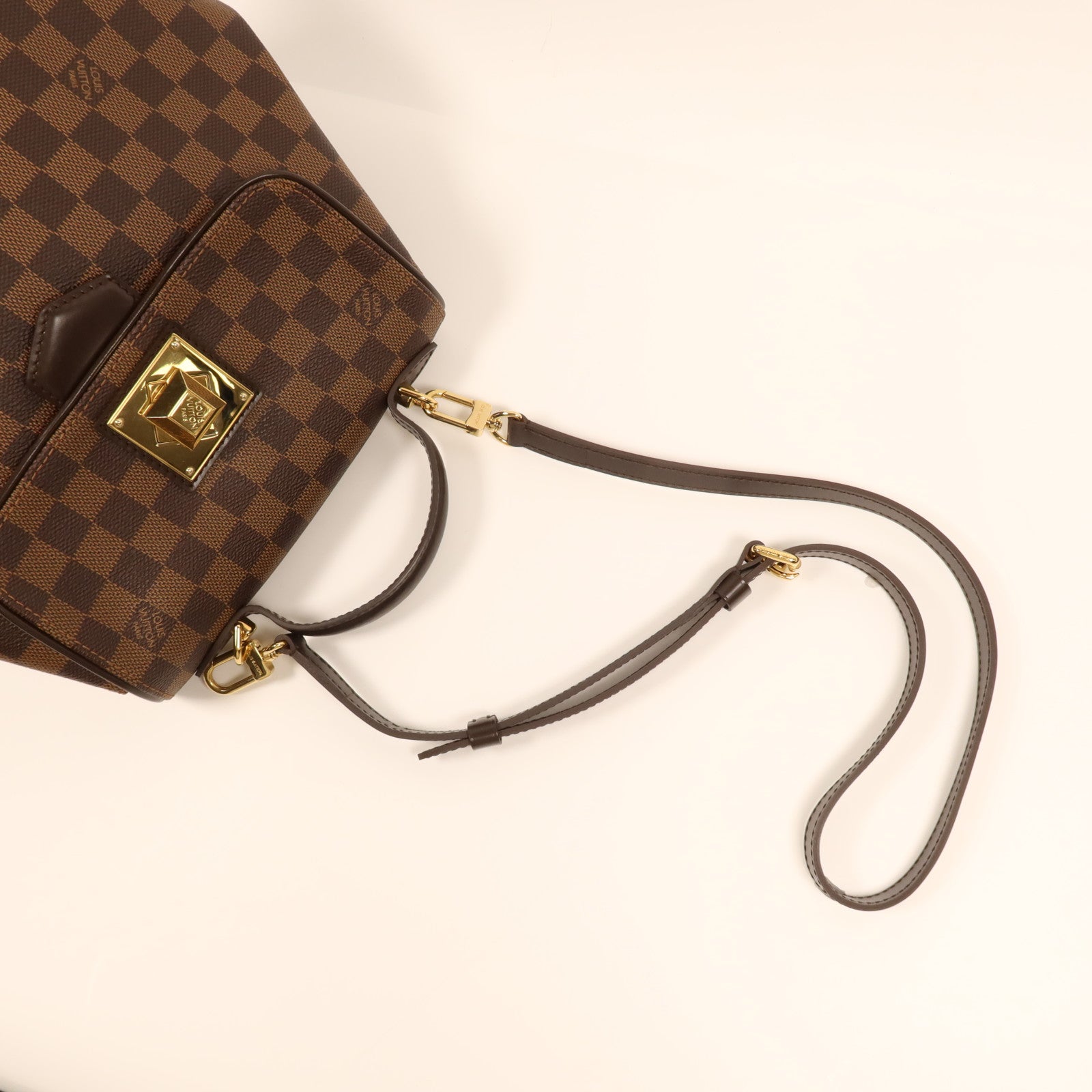 LOUIS VUITTON Damier Bergamo PM金扣手挽肩背兩用袋