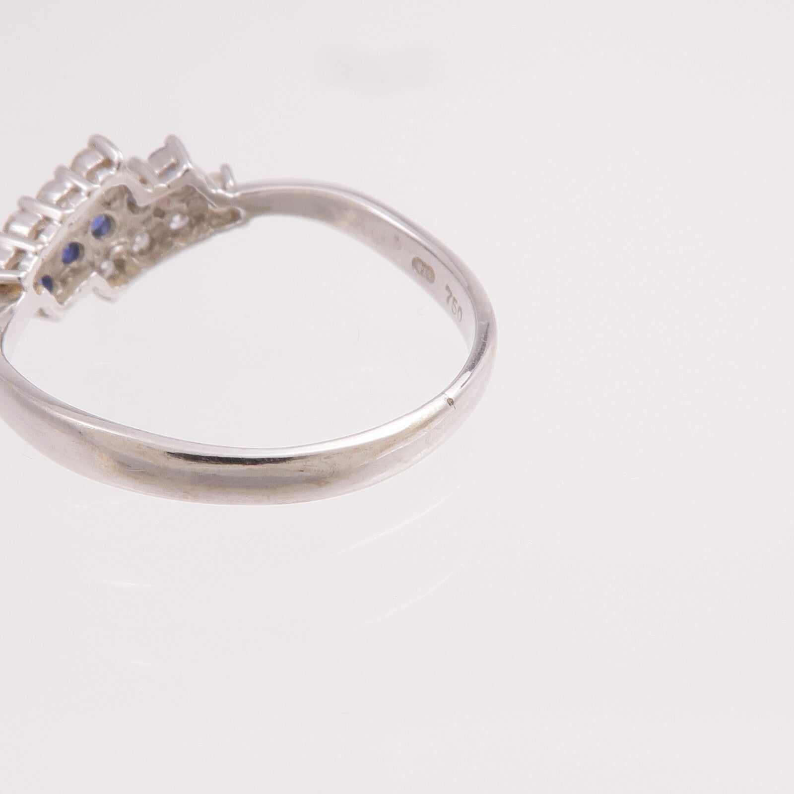 JEWELRY 18K白金Sapphire Diamond Ring藍寶石/鑽石戒指US#8.25
