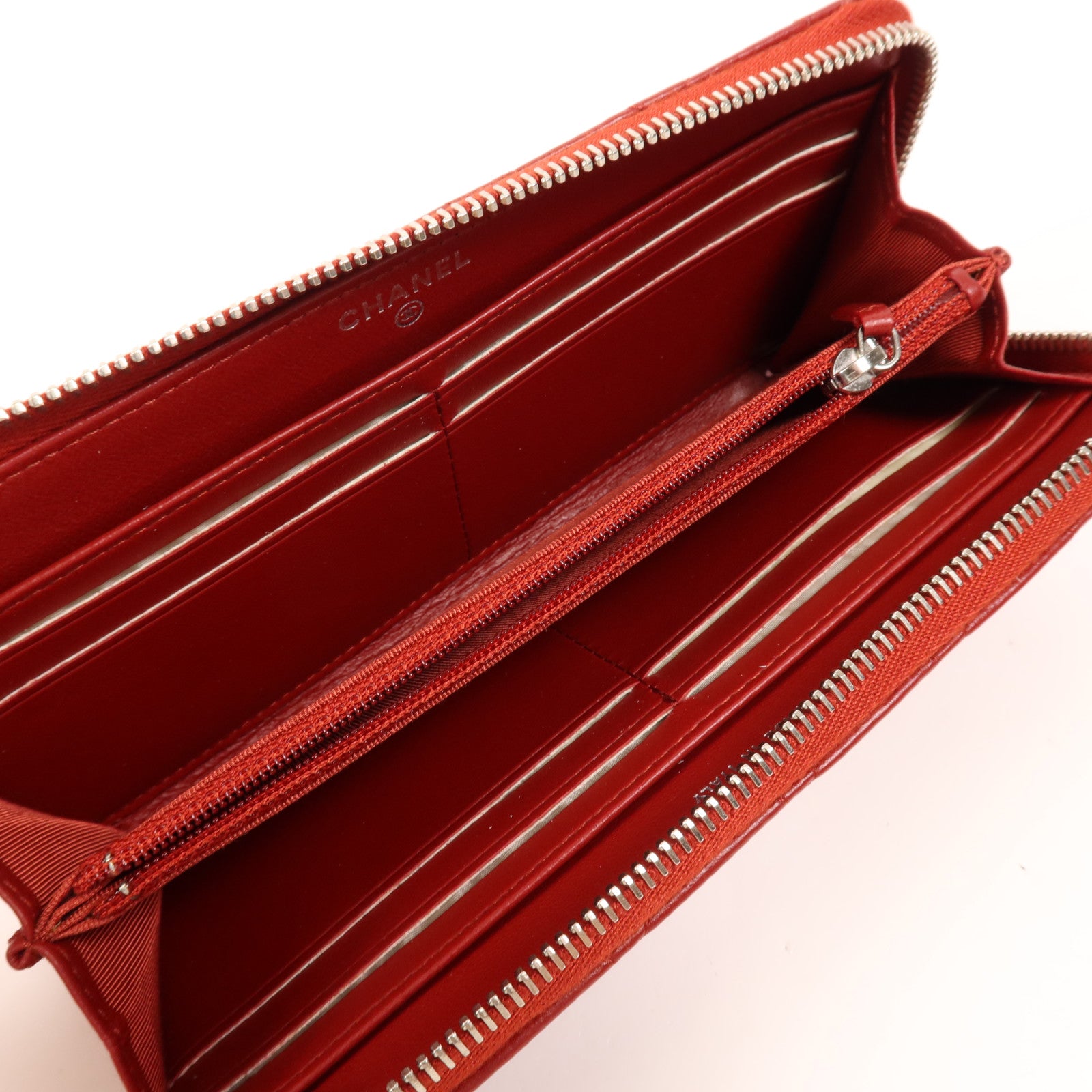 CHANEL 羊皮皮革Long Wallet銀扣長錢包