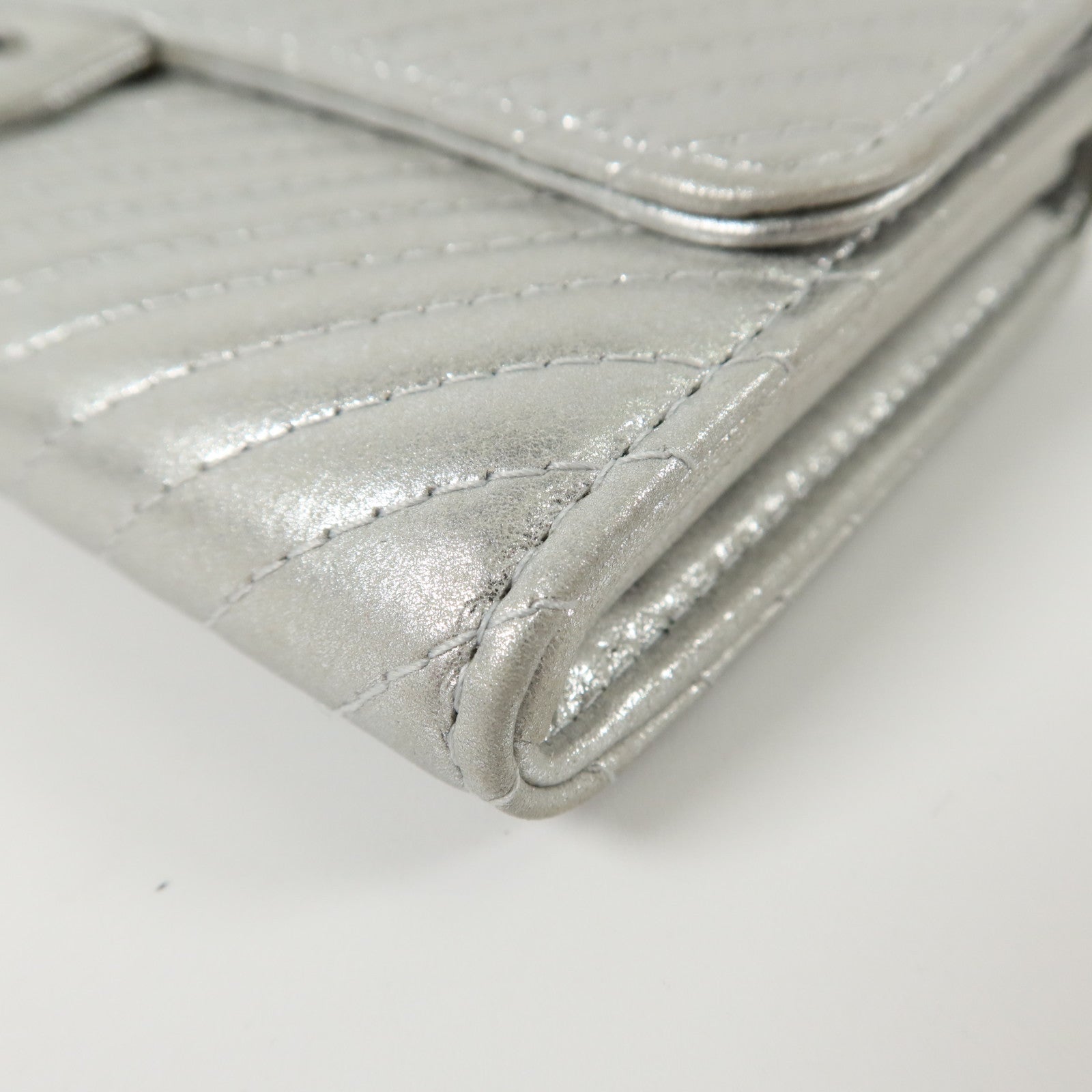 CHANEL 羊皮皮革Long Wallet銀扣長錢包