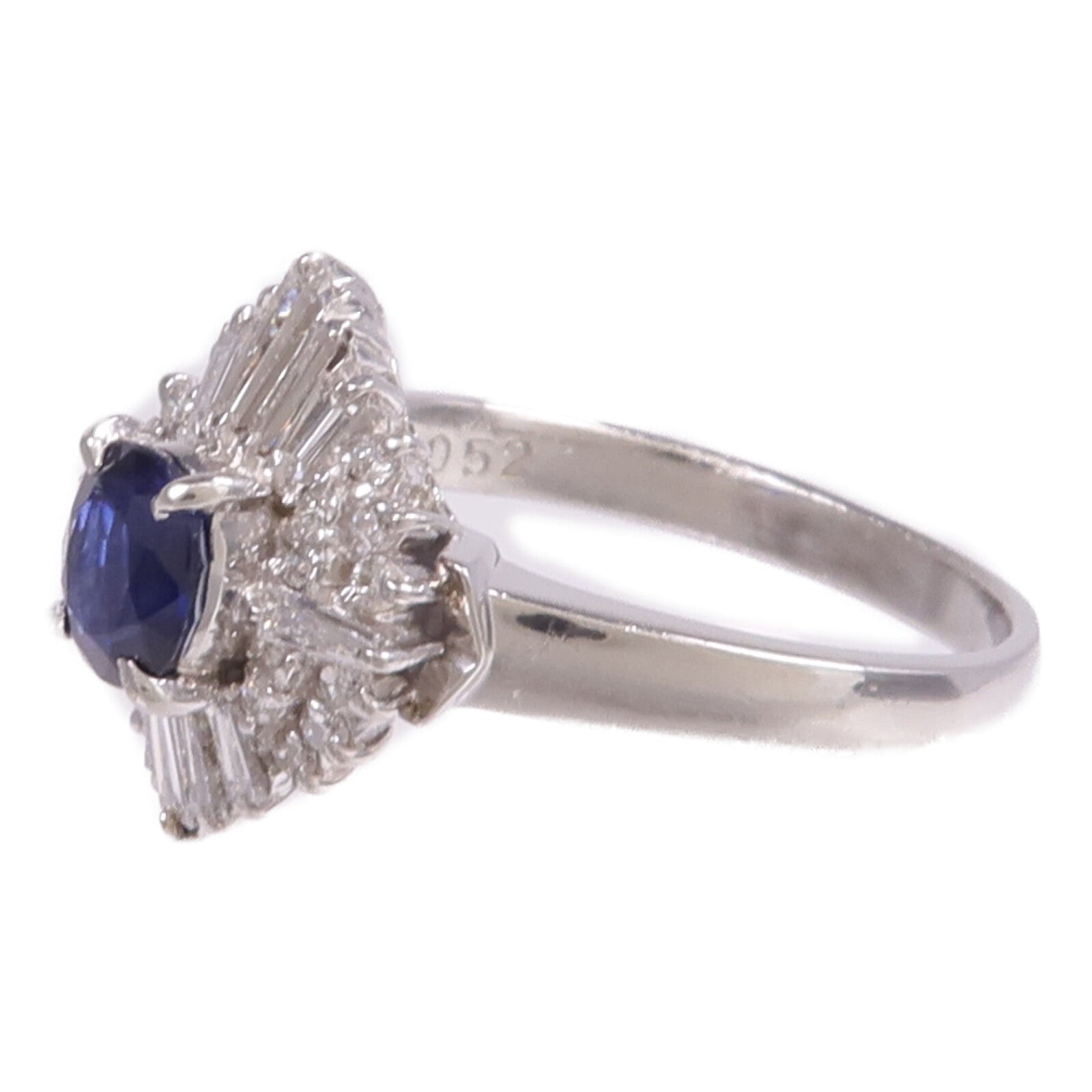 JEWELRY 【激減優惠】PT900鉑金Sapphire Diamond Ring藍寶石/鑽石戒指US#7.75