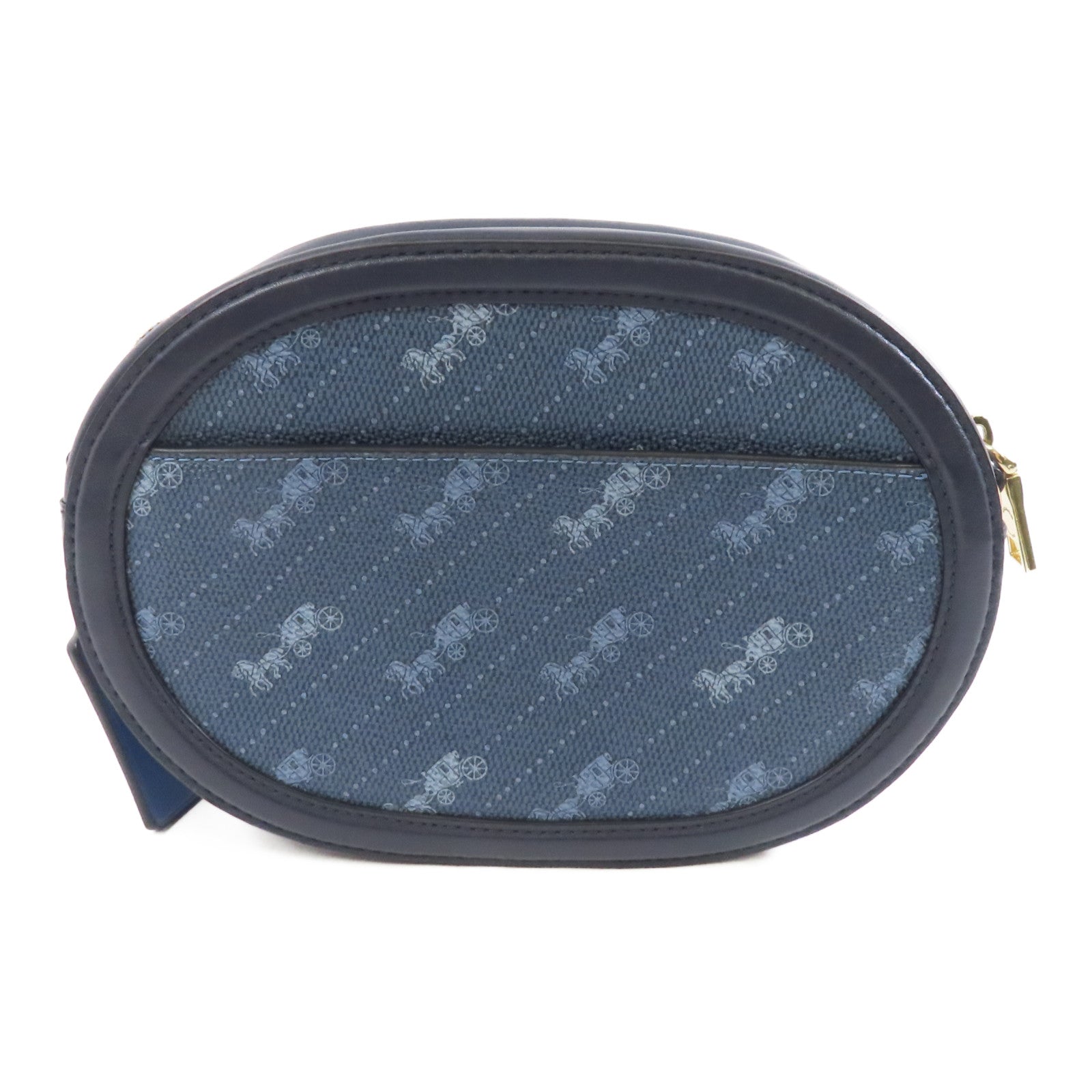 COACH 塗層帆布Shoulder Bag金扣肩背袋藍色