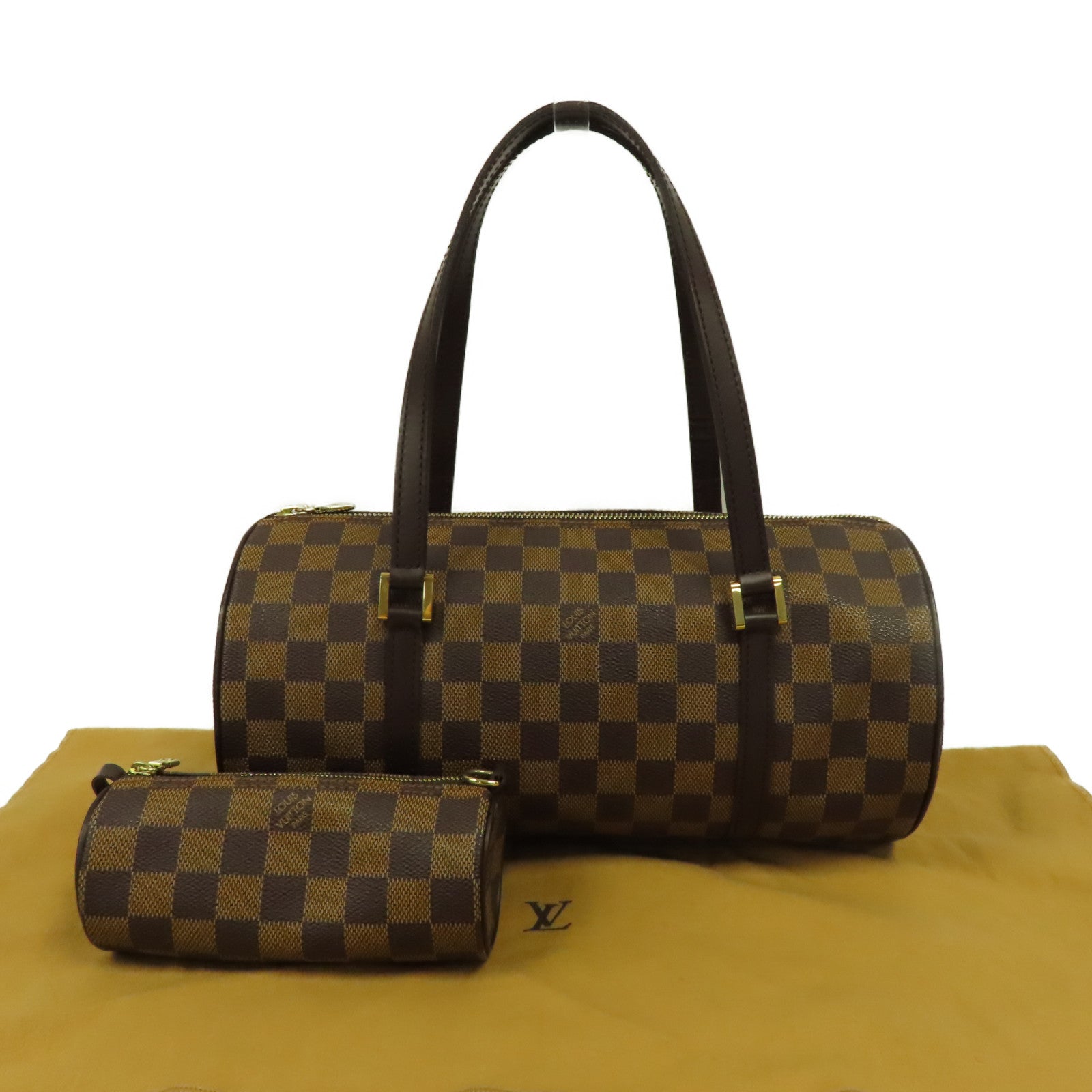 LOUIS VUITTON Damier Papillon GM金扣肩背袋啡色