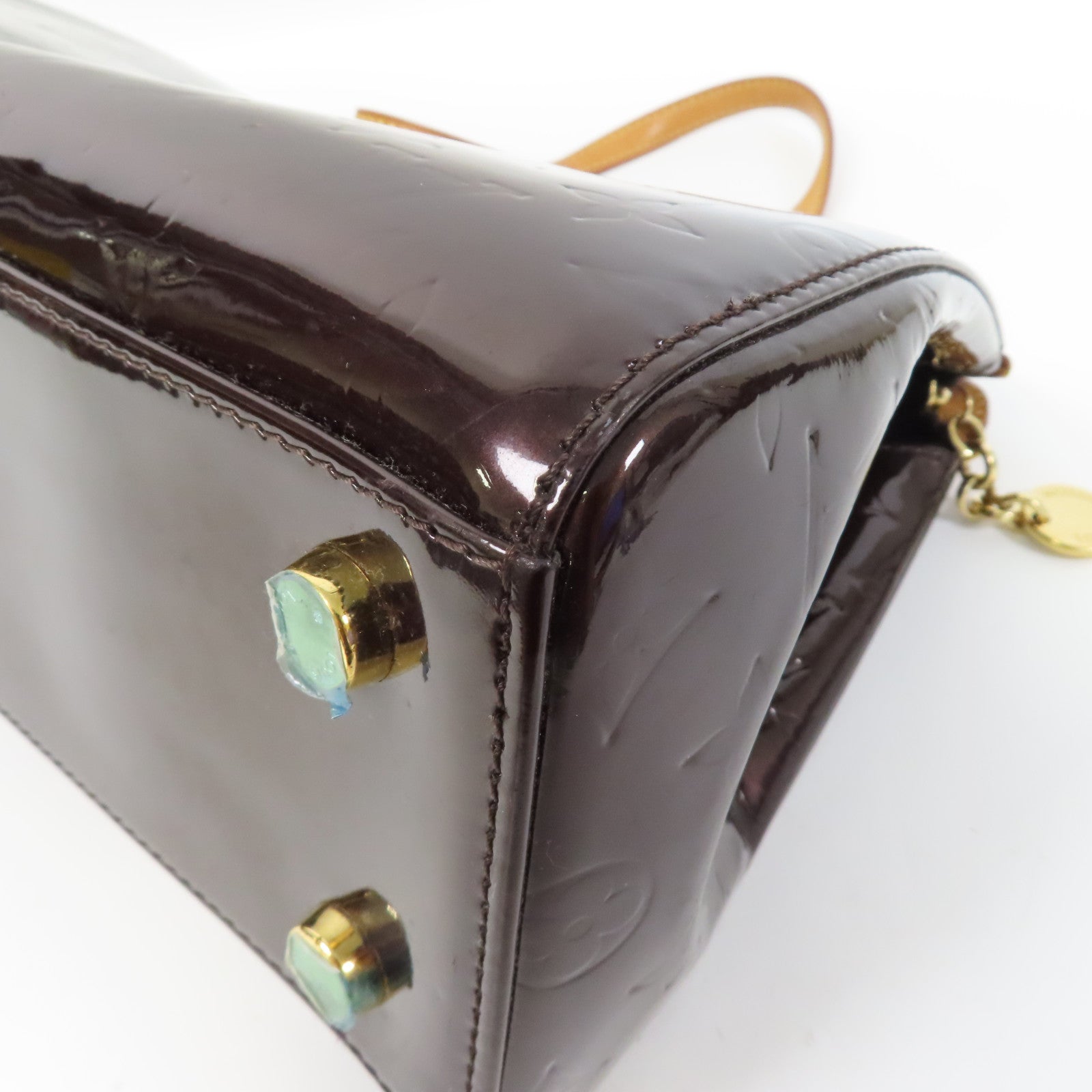 LOUIS VUITTON 【激減優惠】Vernis BreaMM金扣手挽袋紅色