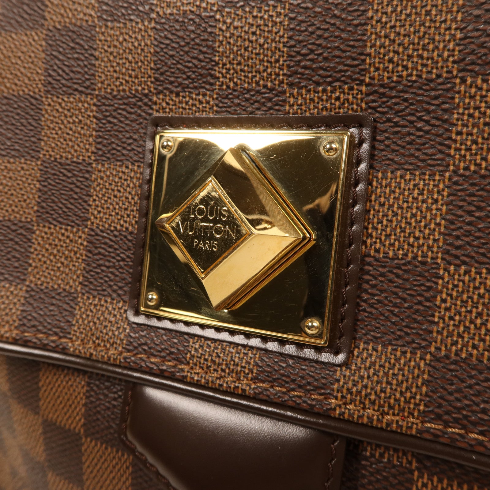 LOUIS VUITTON Damier Bergamo PM金扣手挽肩背兩用袋