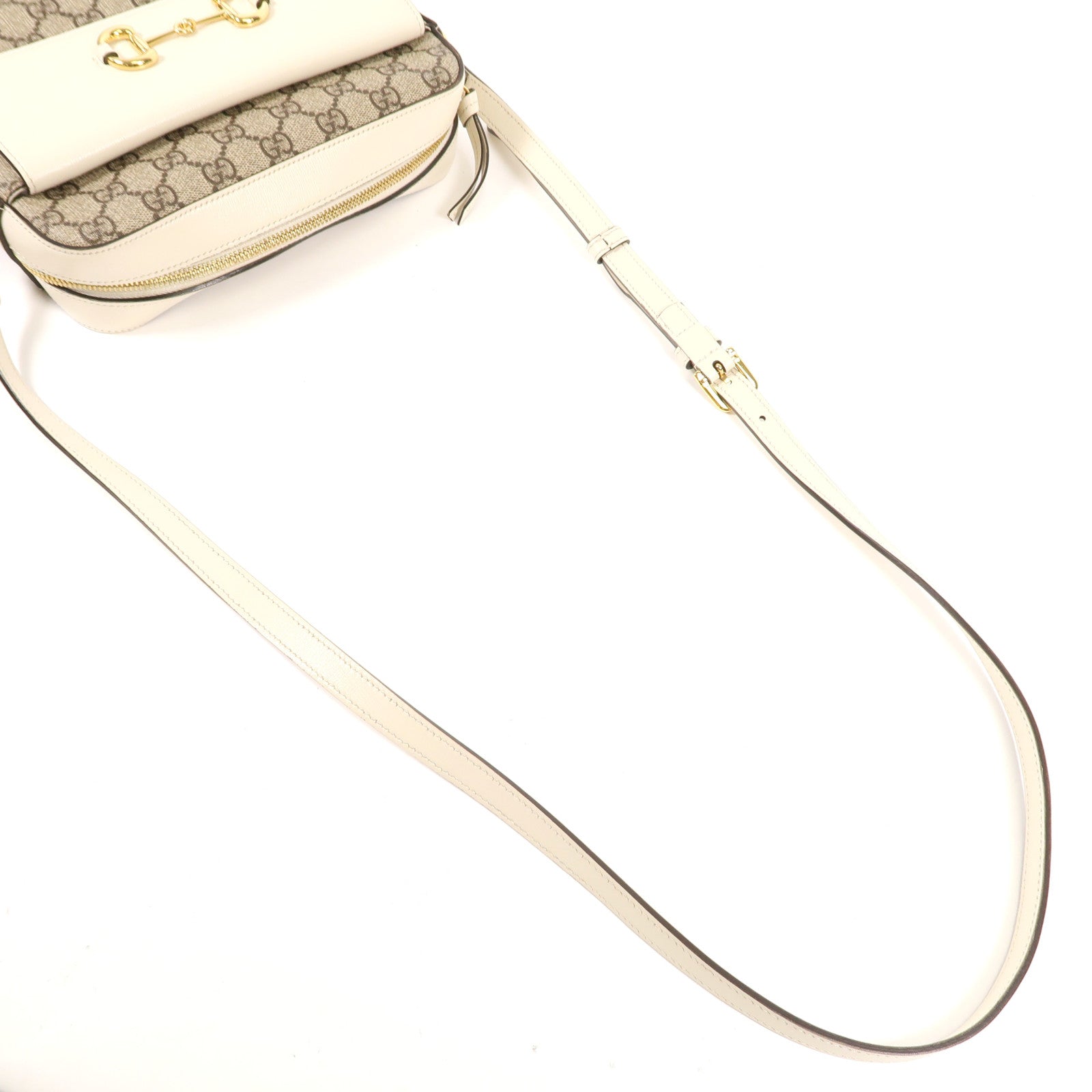 GUCCI 塗層帆布Horsebit 1955金扣肩背袋