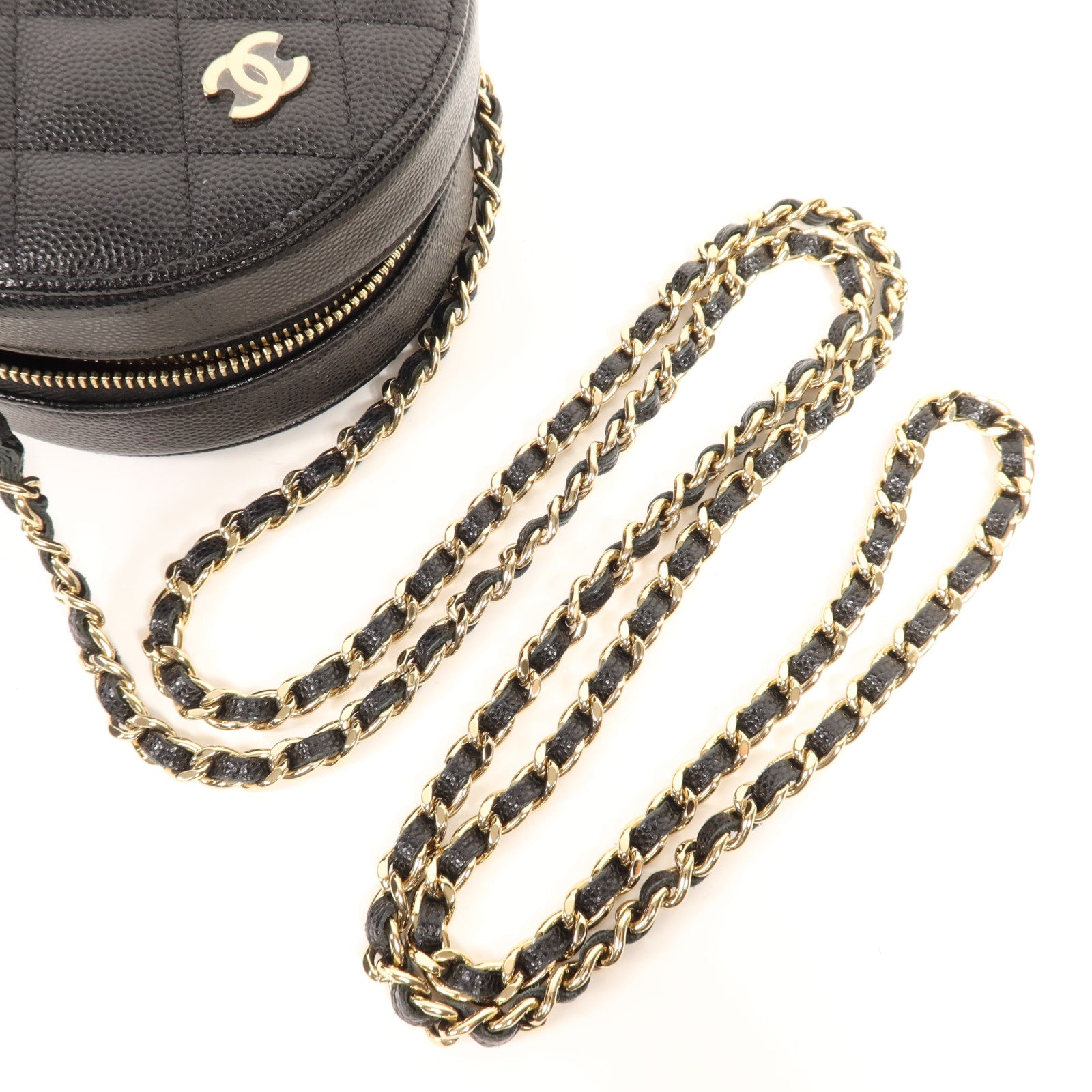 CHANEL 牛皮皮革Shoulder Bag金扣鏈帶肩背袋