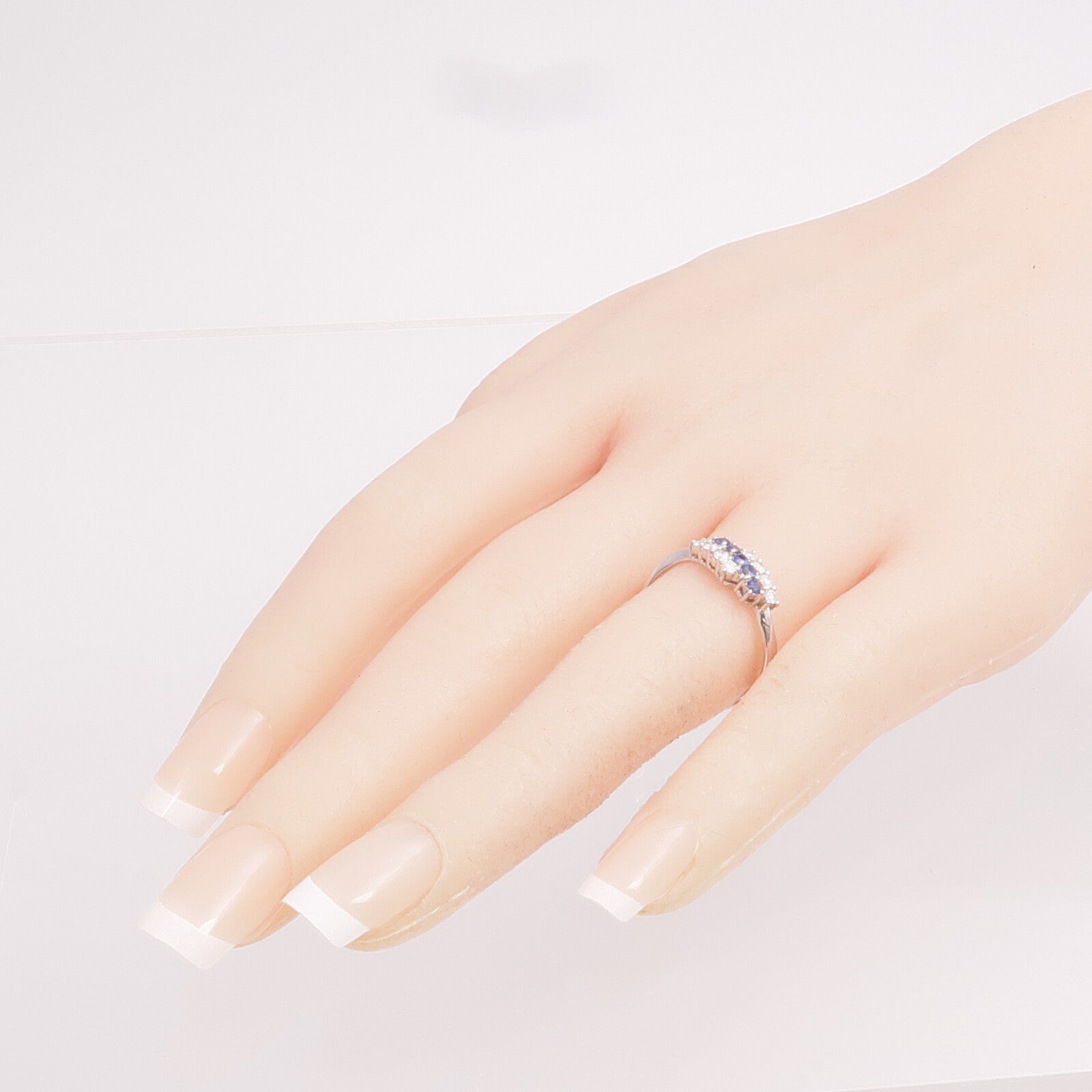 JEWELRY 18K白金Sapphire Diamond Ring藍寶石/鑽石戒指US#8.25