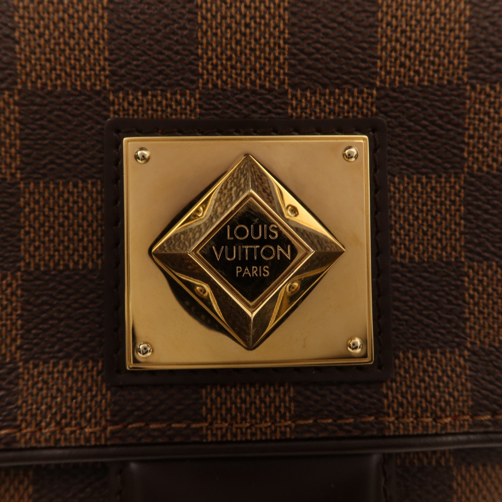 LOUIS VUITTON Damier Bergamo PM金扣手挽肩背兩用袋