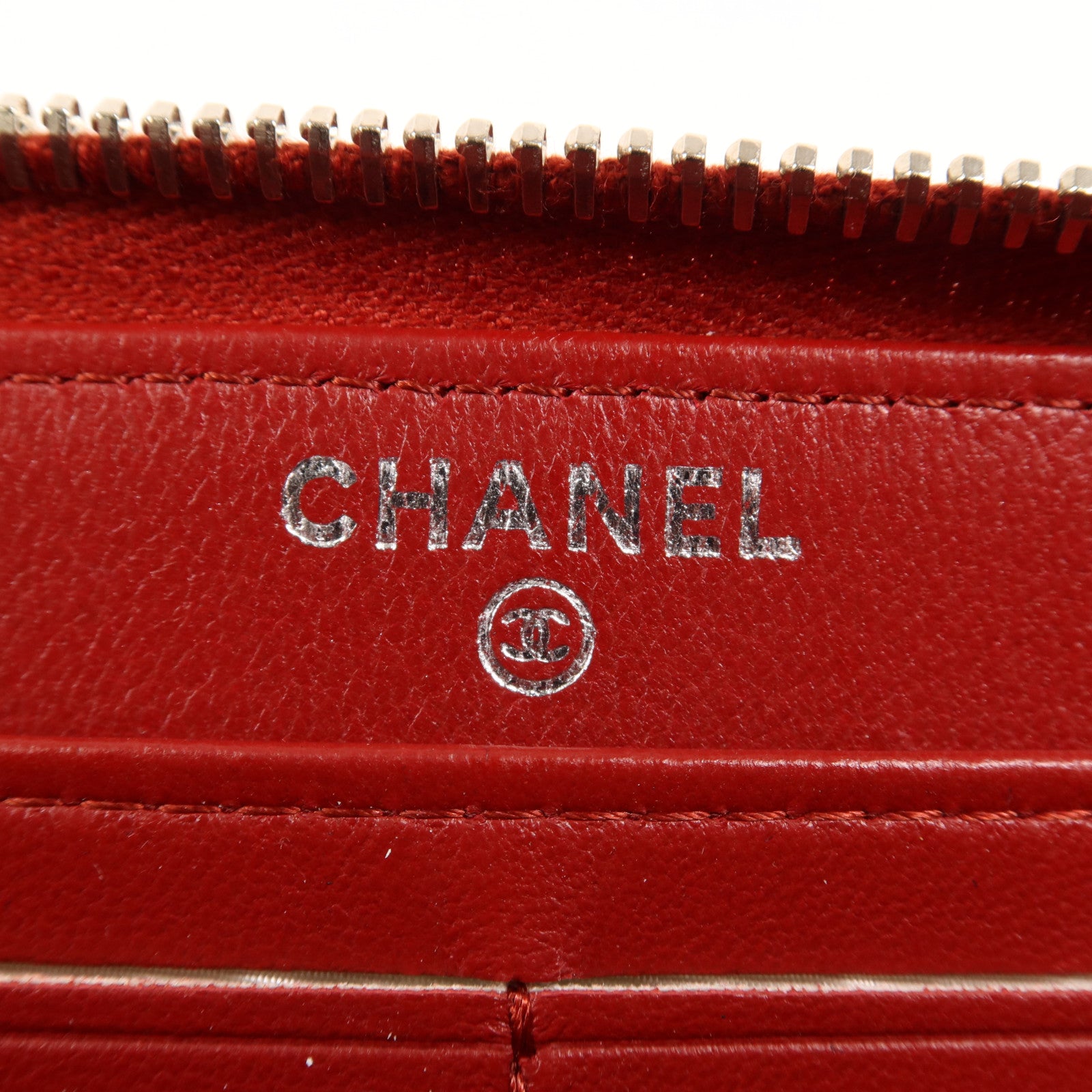 CHANEL 羊皮皮革Long Wallet銀扣長錢包